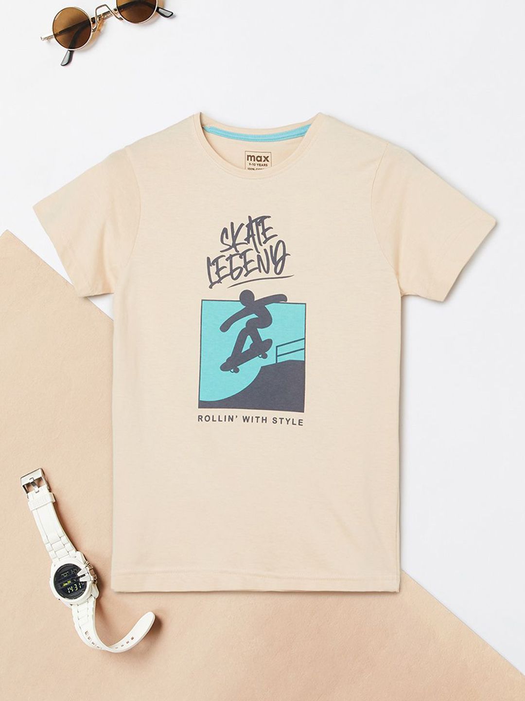 max Boys Typography Printed Round Neck Cotton T-shirt-picture-16