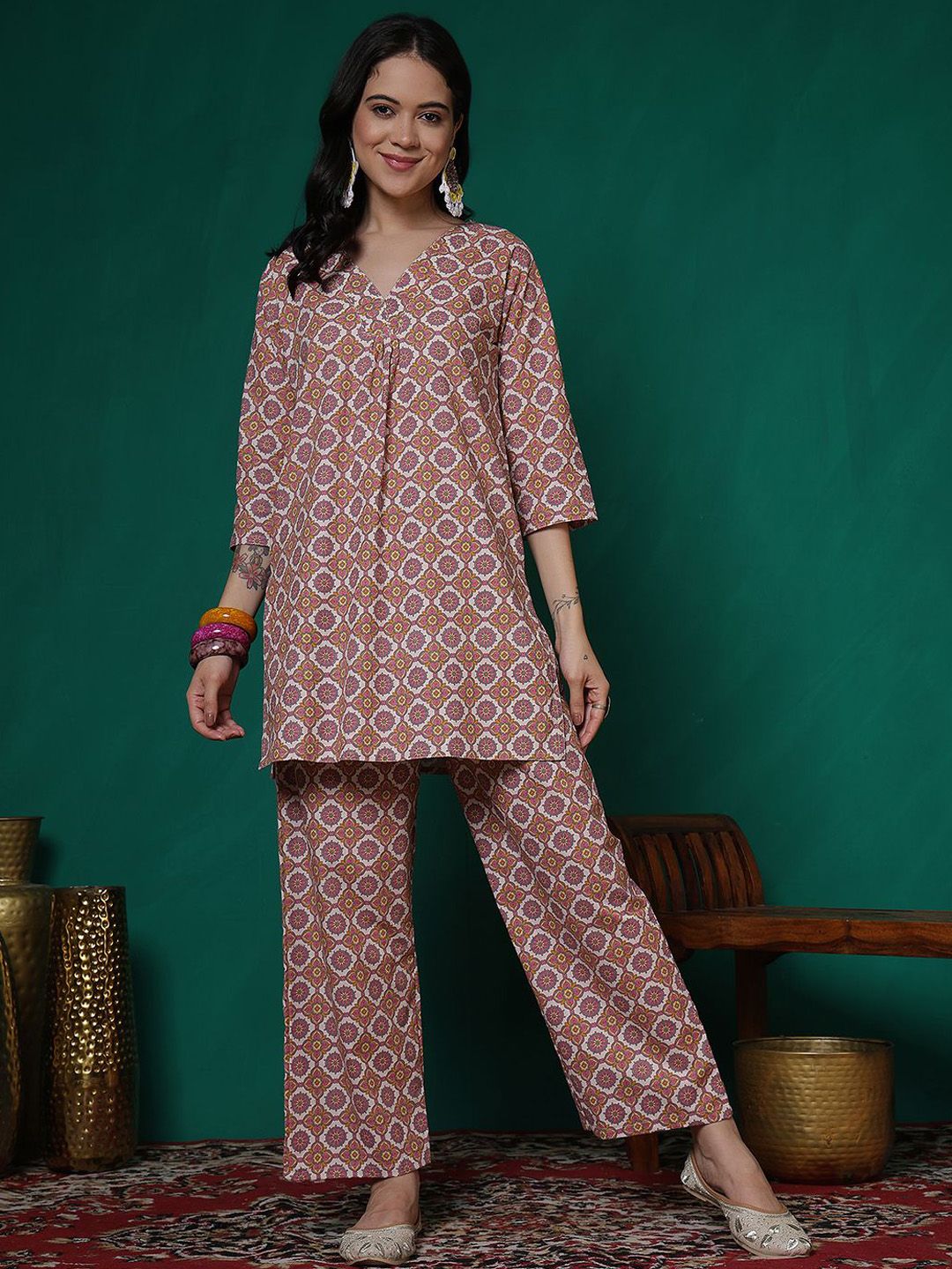 Sangria Printed Top With Trousers Co-Ords-picture-34