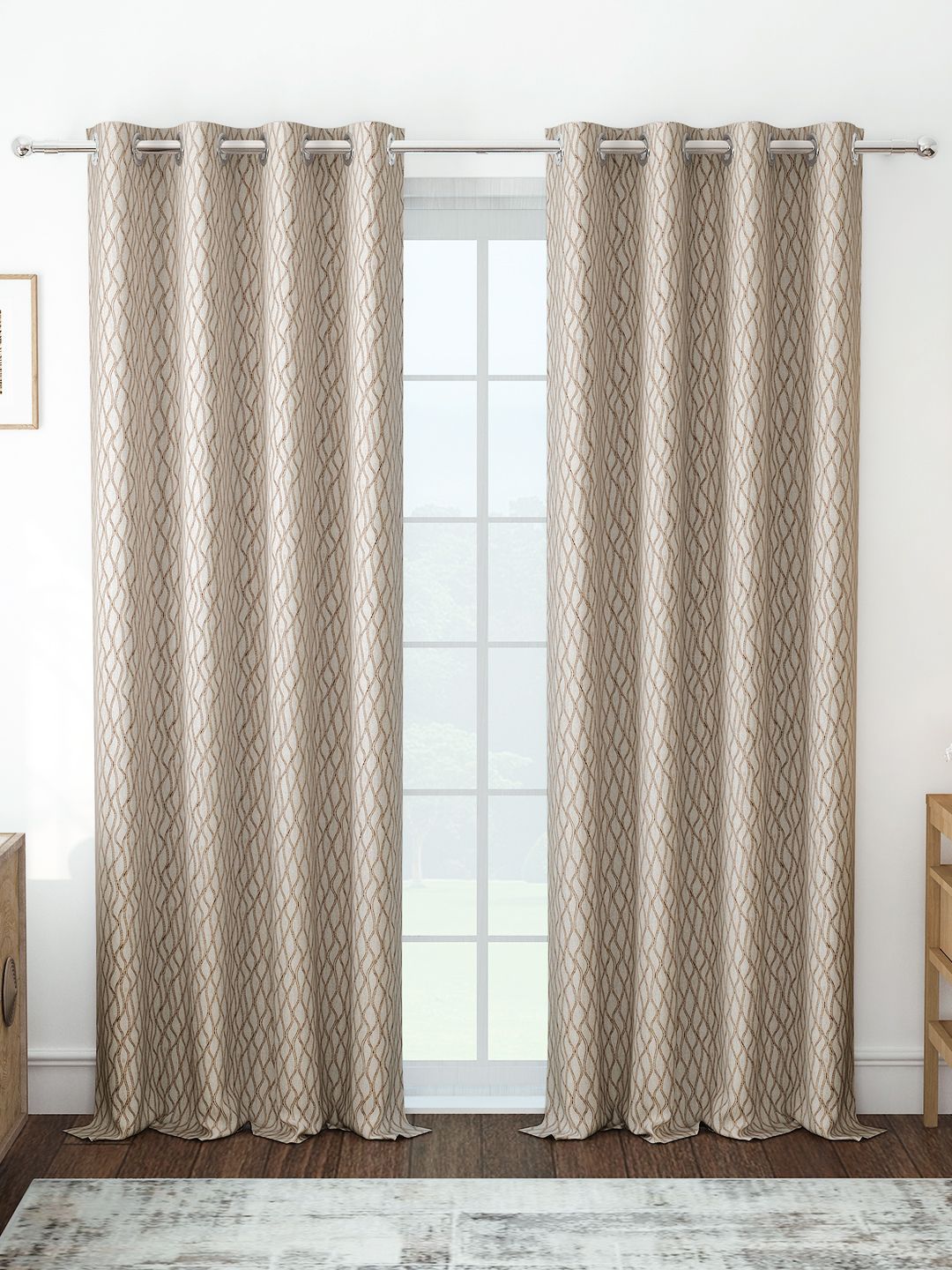 Story@home Beige Set of 2 Room Darkening Long Door Curtain-picture-20
