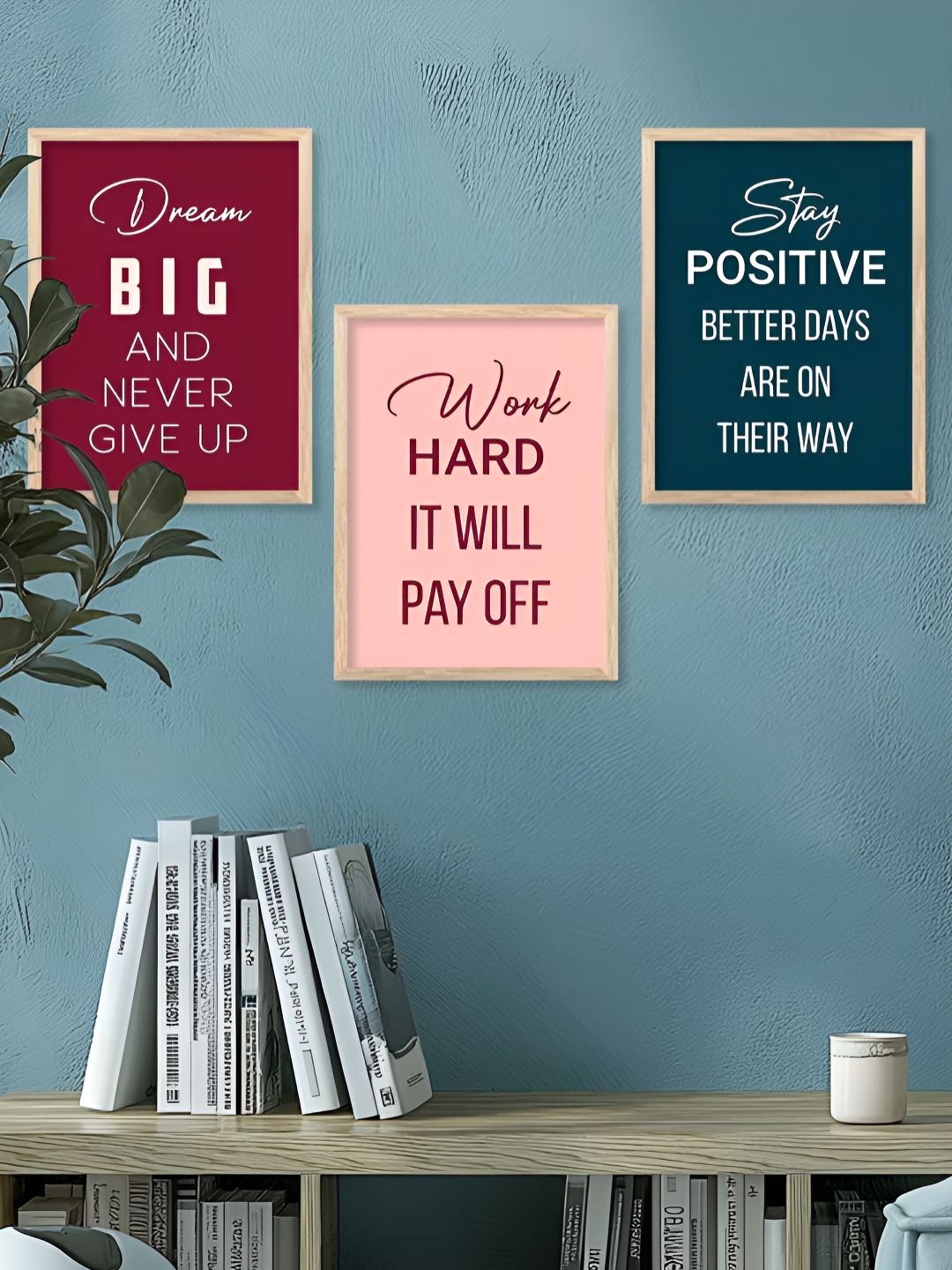 Kotart Brown & Maroon 3 Piece Wood Abstract Wall Paintings-picture-21