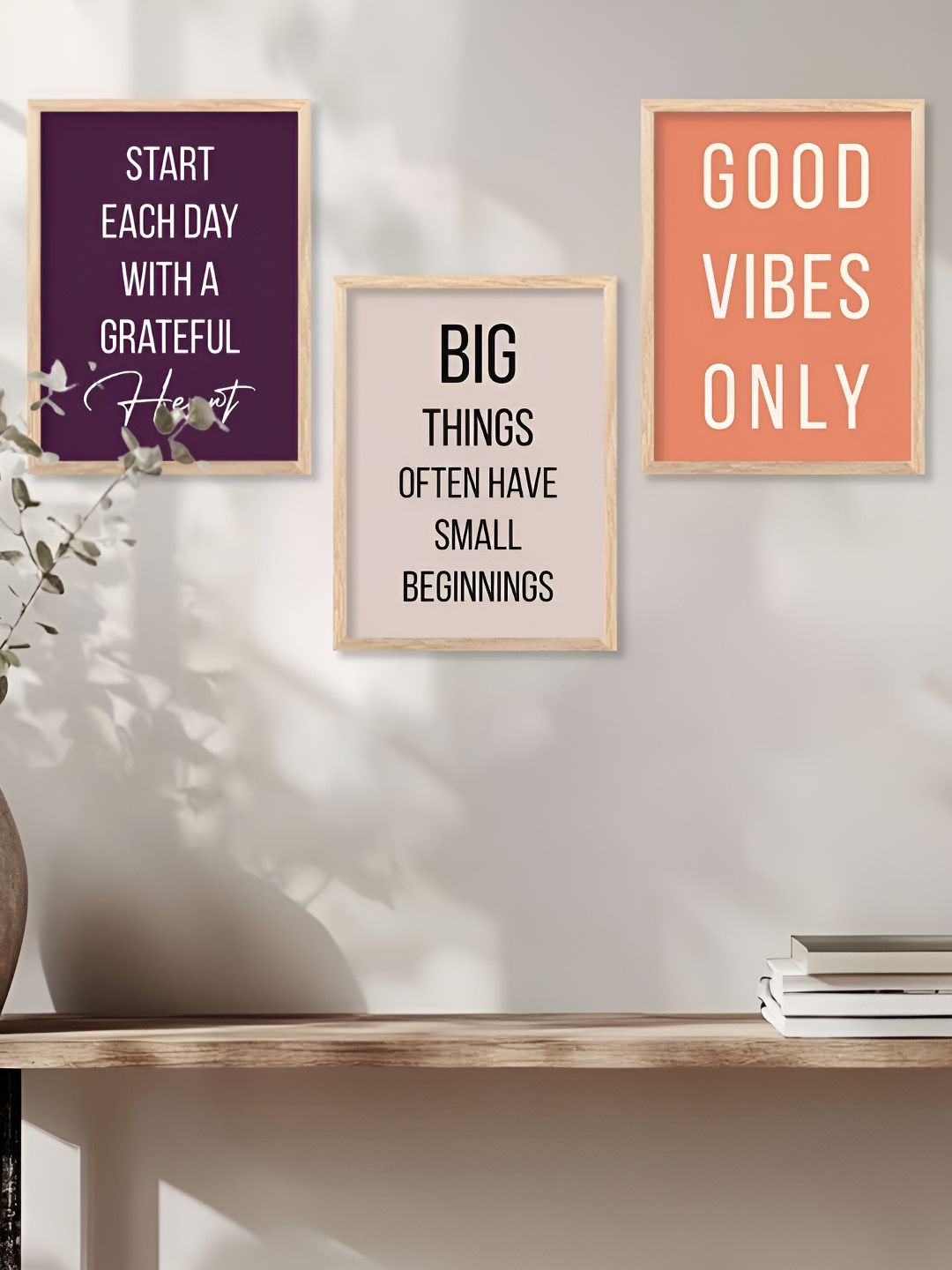 Kotart Brown & Orange 3 Piece Wood Abstract Wall Paintings-picture-24