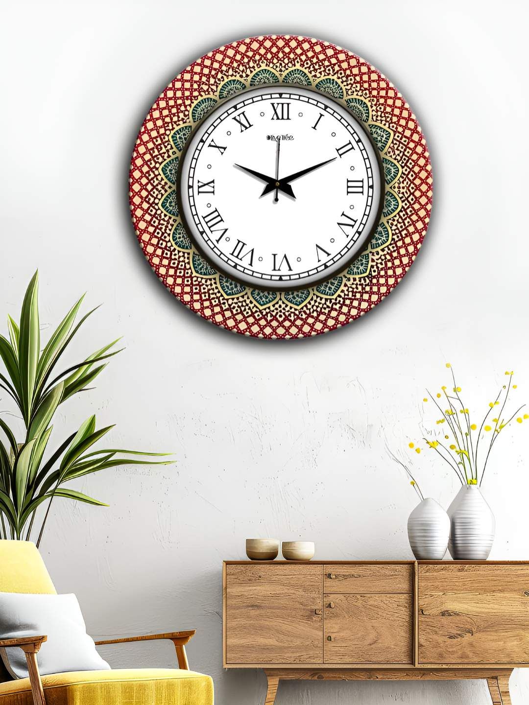 OLIVE TREE White & Black Printed Round Shaped Contemporary Wall Clock-picture-40