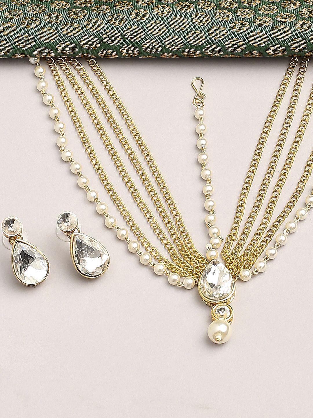 fabula Kundan Stone-Studded & Pearls Beaded Layered Jewellery Set-picture-12