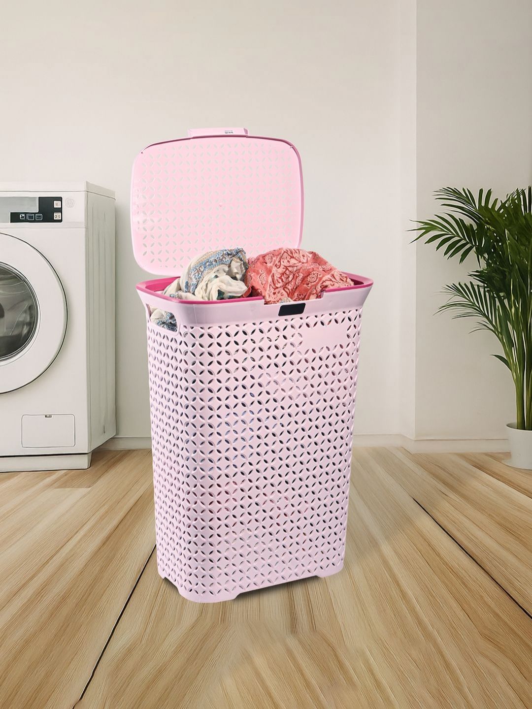 RUBOXA Pink Textured Laundry Bag With Lid 70 L-picture-10