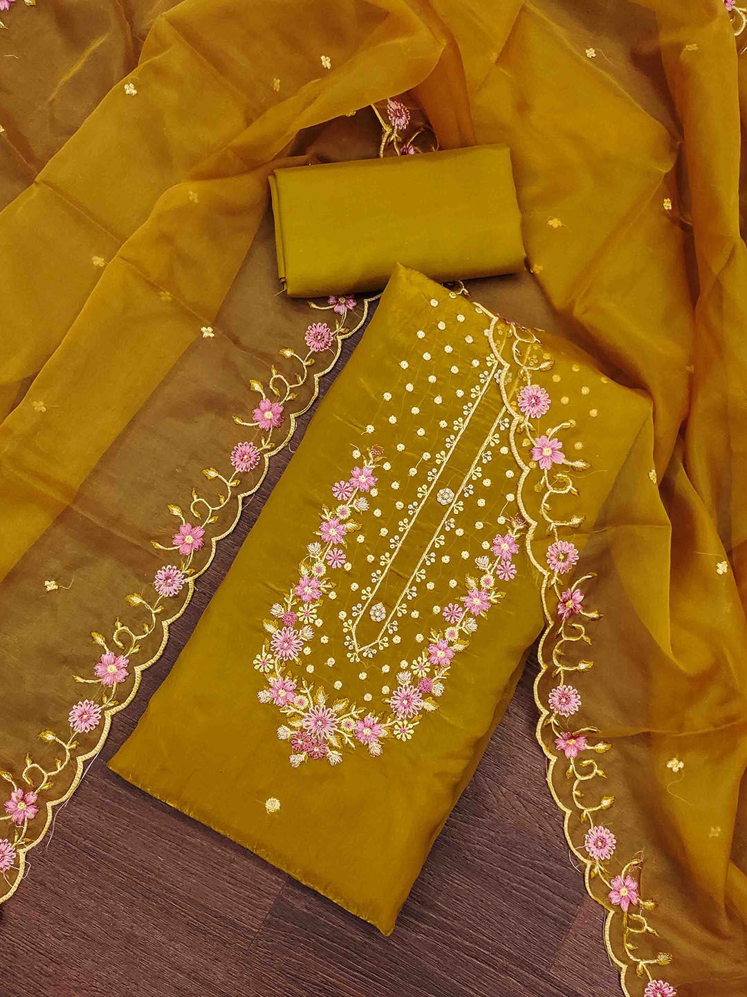 KIMISHA Embroidered Viscose Rayon Unstitched Dress Material-image-5