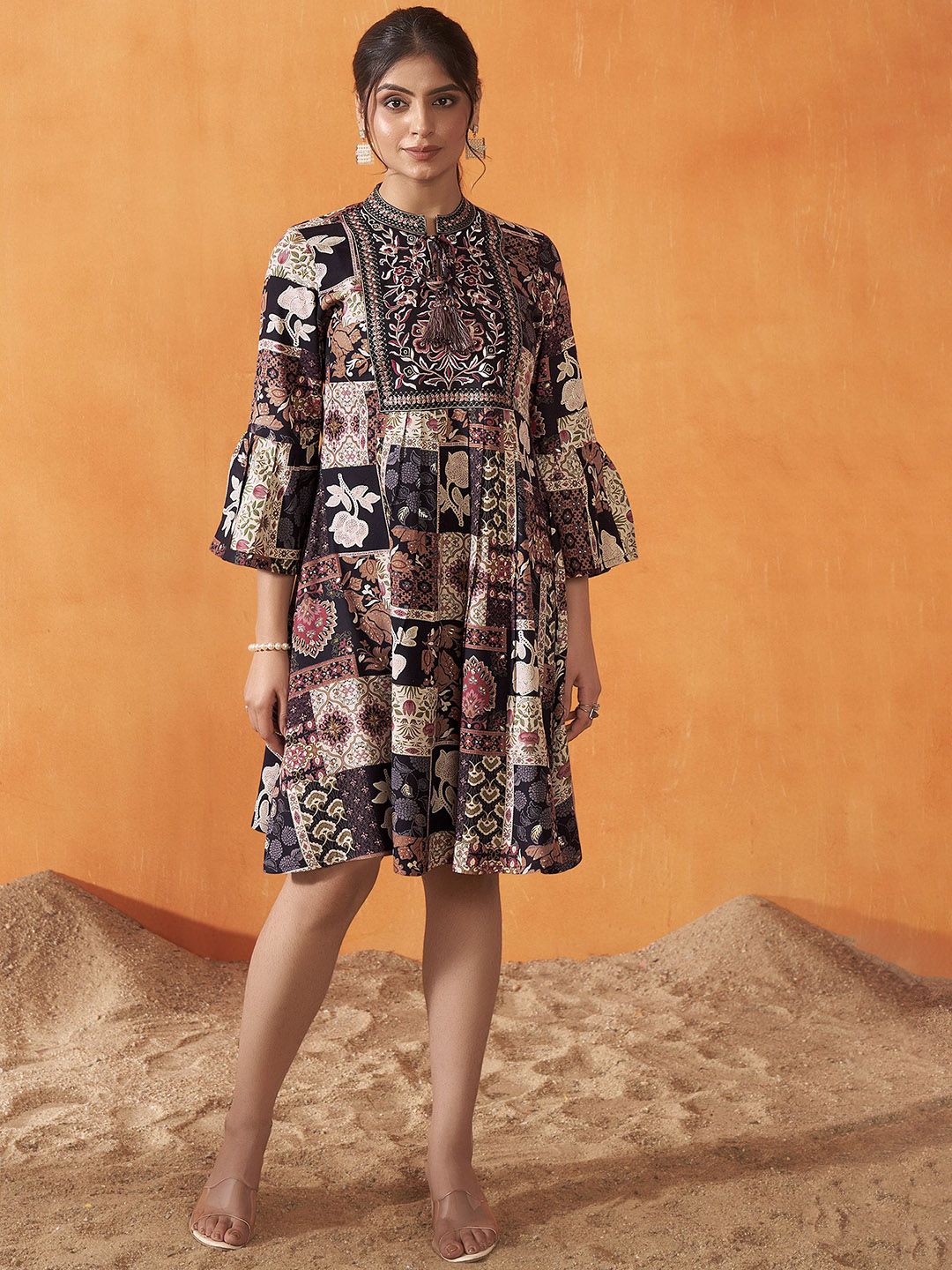 Anouk Floral Printed Fit & Flared Ethnic Dress-picture-33
