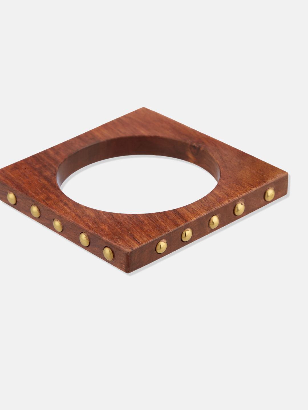 ATIBELLE Set Of 4 Gold Plated Wooden Bangles