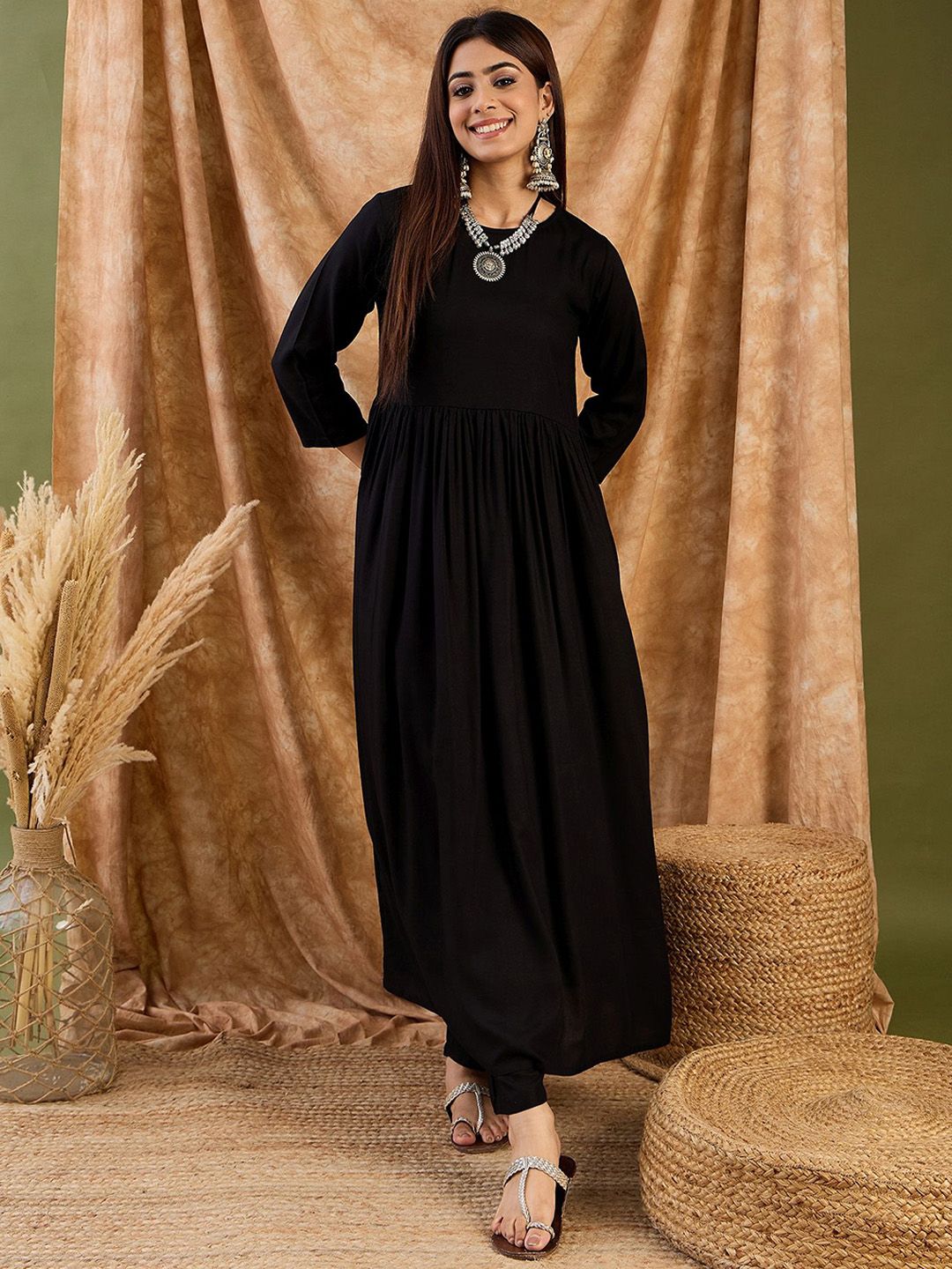 InWeave Round Neck Anarkali Kurta With Trouser