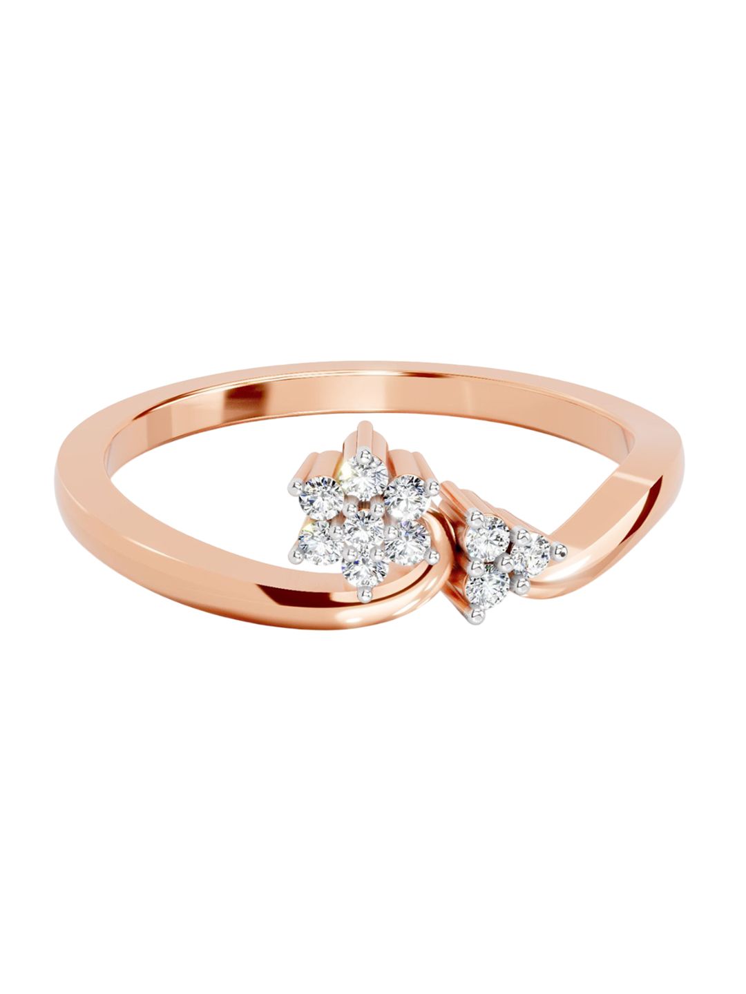 Sparkles 14K Rose Gold Cluster Diamond Studded Round Shape Finger Ring 0.09 Carat-picture-52