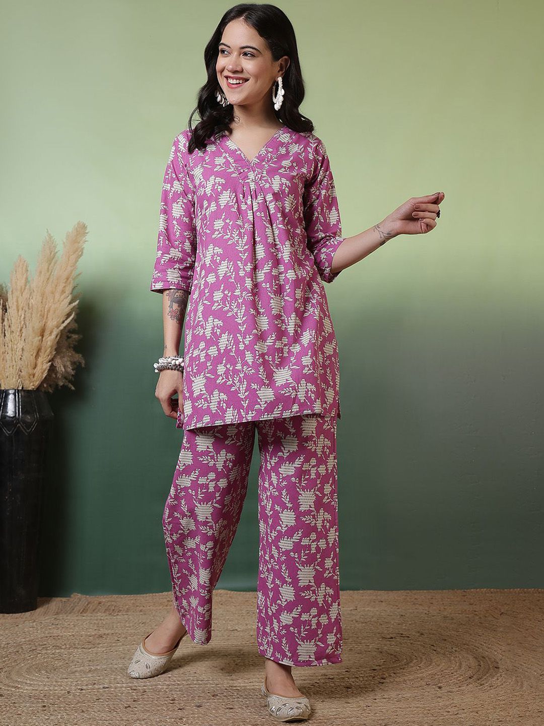 Sangria Printed Top With Trousers Co-Ords-picture-25