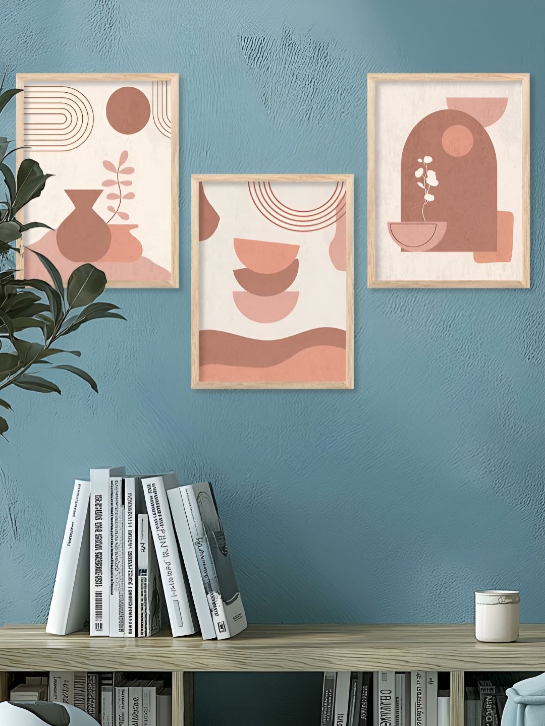 Kotart White & Pink 3 Pieces Printed Wooden Wall Arts-picture-13