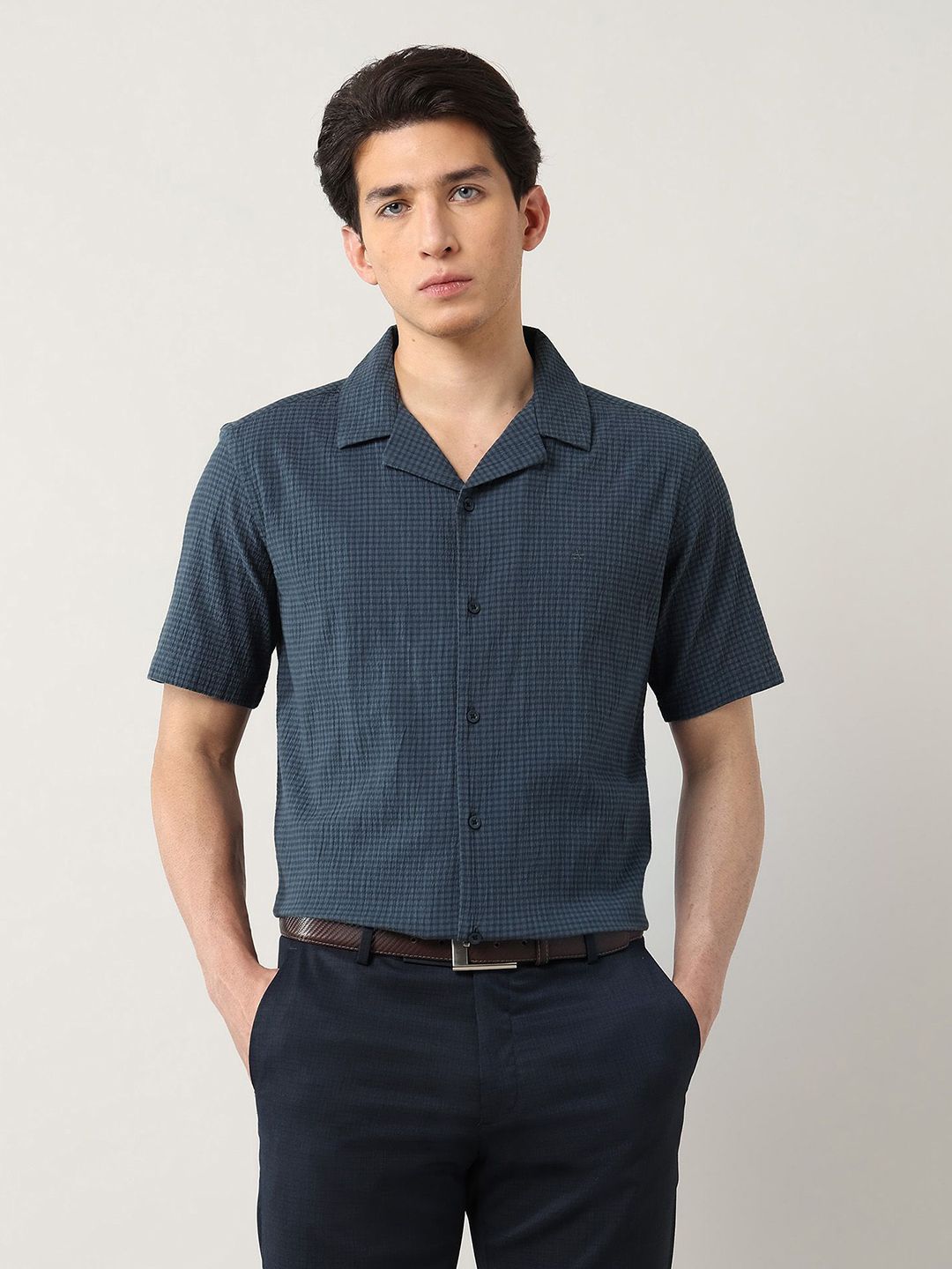 Arrow Men Textured Cuban Collar Casual Shirt-image-41