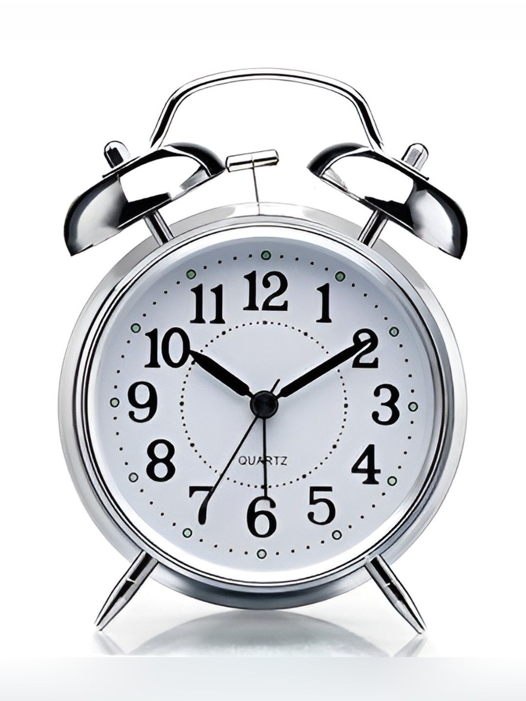 basics IND Silver & White Round Shaped Vintage Analogue Alarm Clock-picture-15