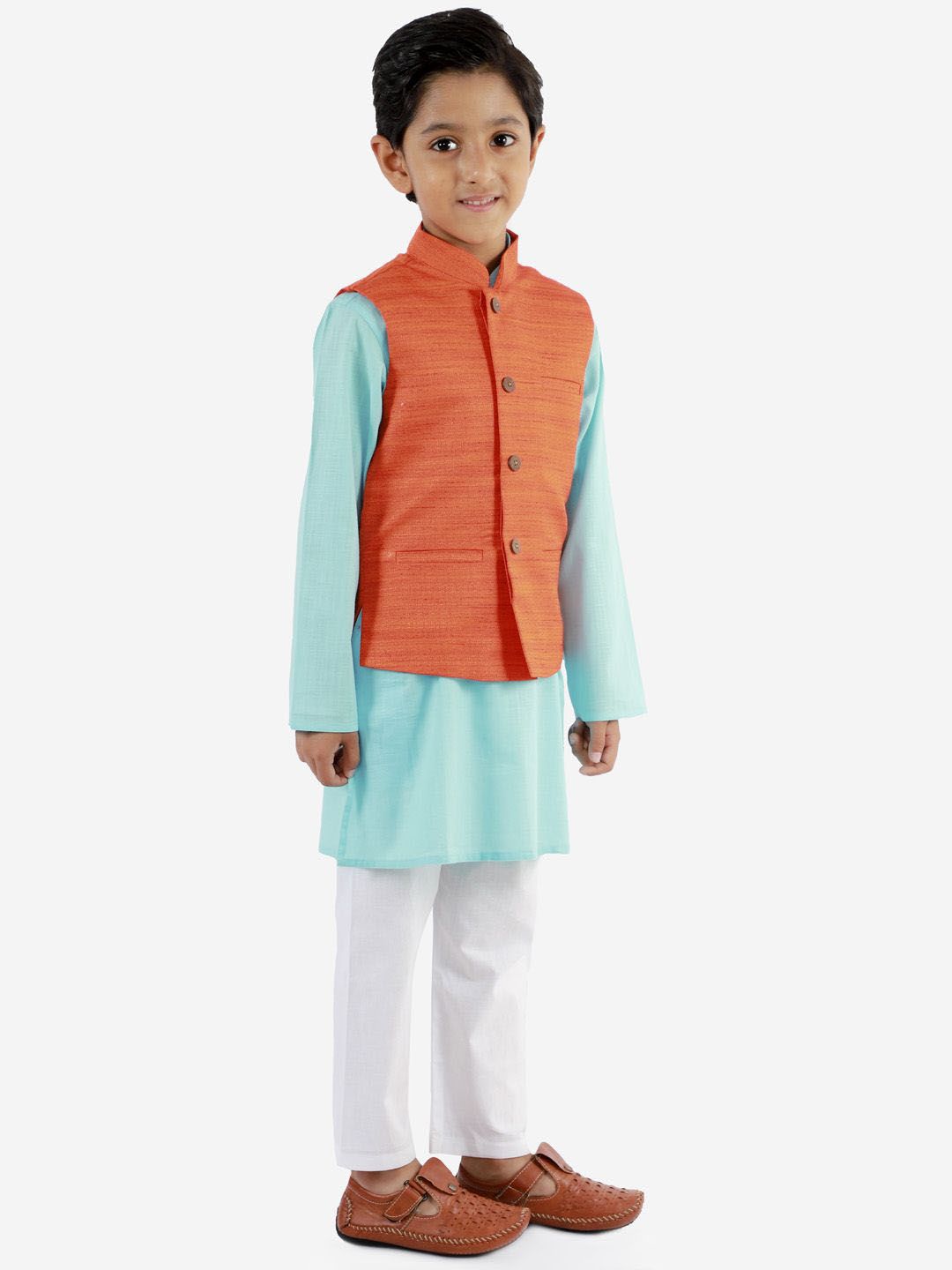 JBN Creation Boys Woven Striped Mandarin Collar Nehru Jacket-picture-16