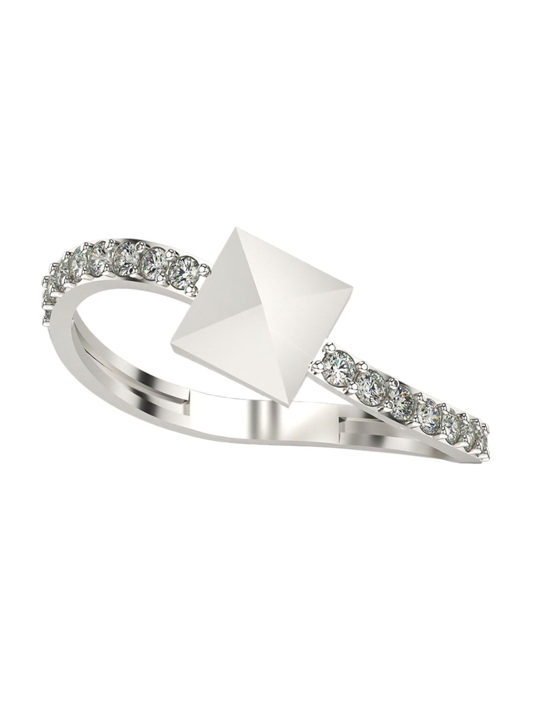 VALANOVA 14KT White Gold Diamond Studded Ring- 0.36 gm-picture-41