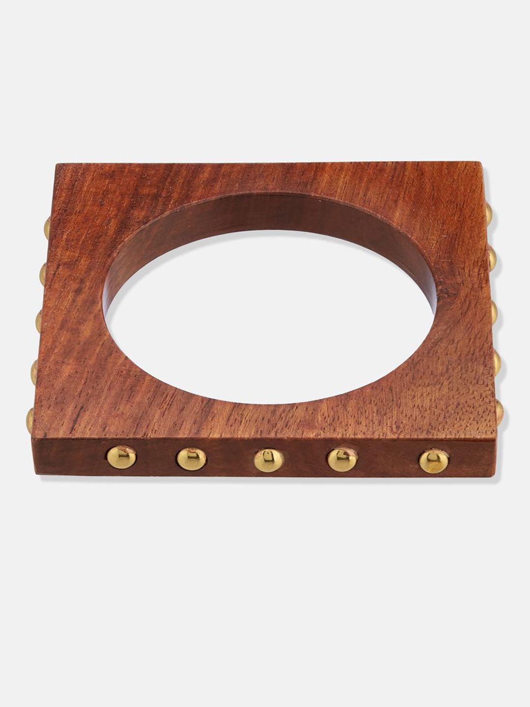 ATIBELLE Set Of 3 Gold-Plated Round Shaped Wooden Bangles