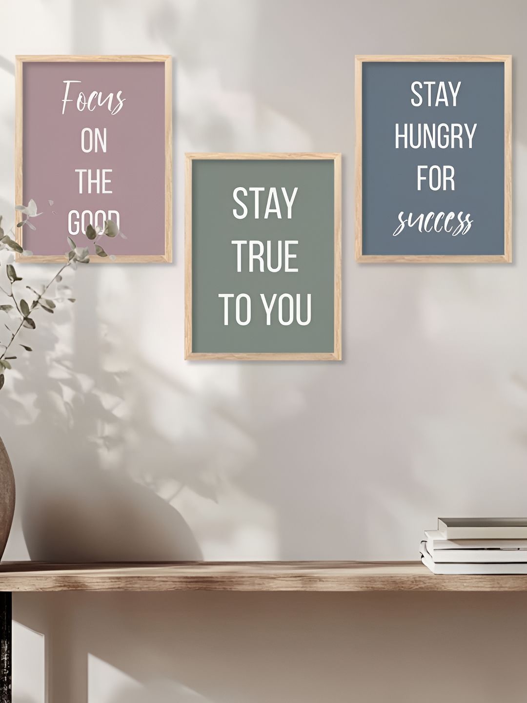 Kotart Brown & Blue 3 Pieces Typography Wooden Wall Arts-picture-40