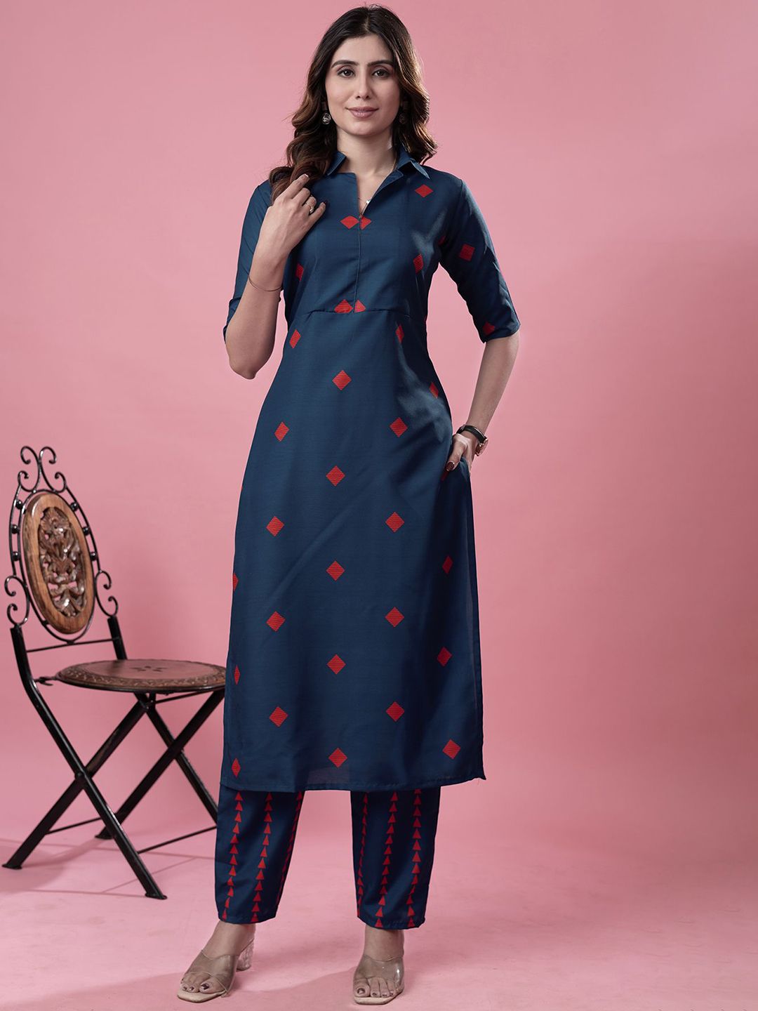 Sun Fashion And Lifestyle Women Printed Regular Kurta with Trousers