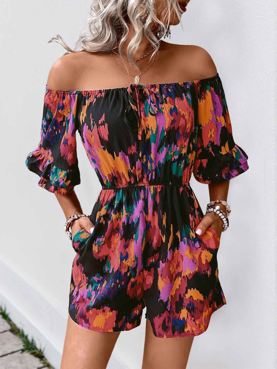 StyleCast Women Off-Shoulder Printed Jumpsuit-picture-28