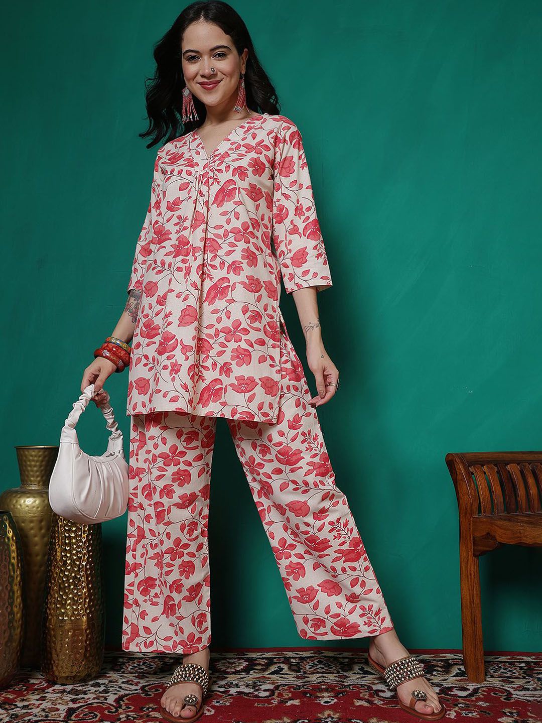 Sangria Printed Top With Trousers Co-Ords-picture-26