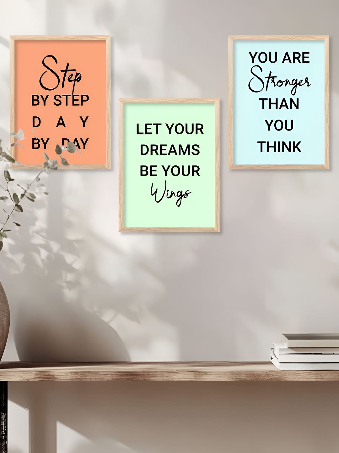 Kotart Orange & Green 3 Piece Wood Abstract Wall Paintings-picture-12