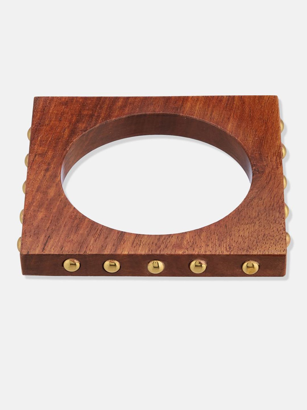 ATIBELLE Set Of 4 Gold-Plated Round Shaped Wooden Bangles