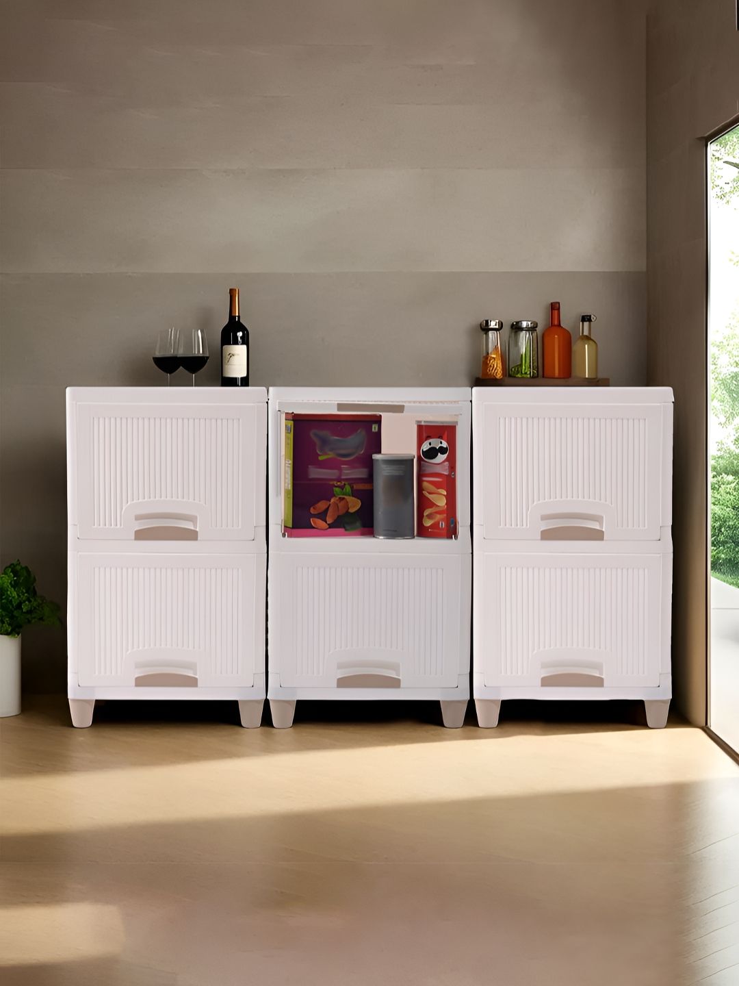 Aura White 6 Pieces Folding Cabinet Storage Multi-Utility Organisers-image-30