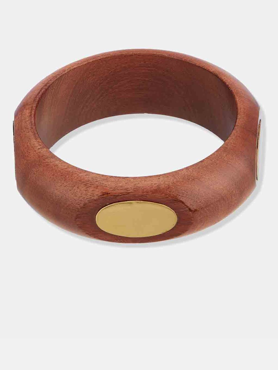 ATIBELLE Set Of 4 Gold Plated Wooden Bangles