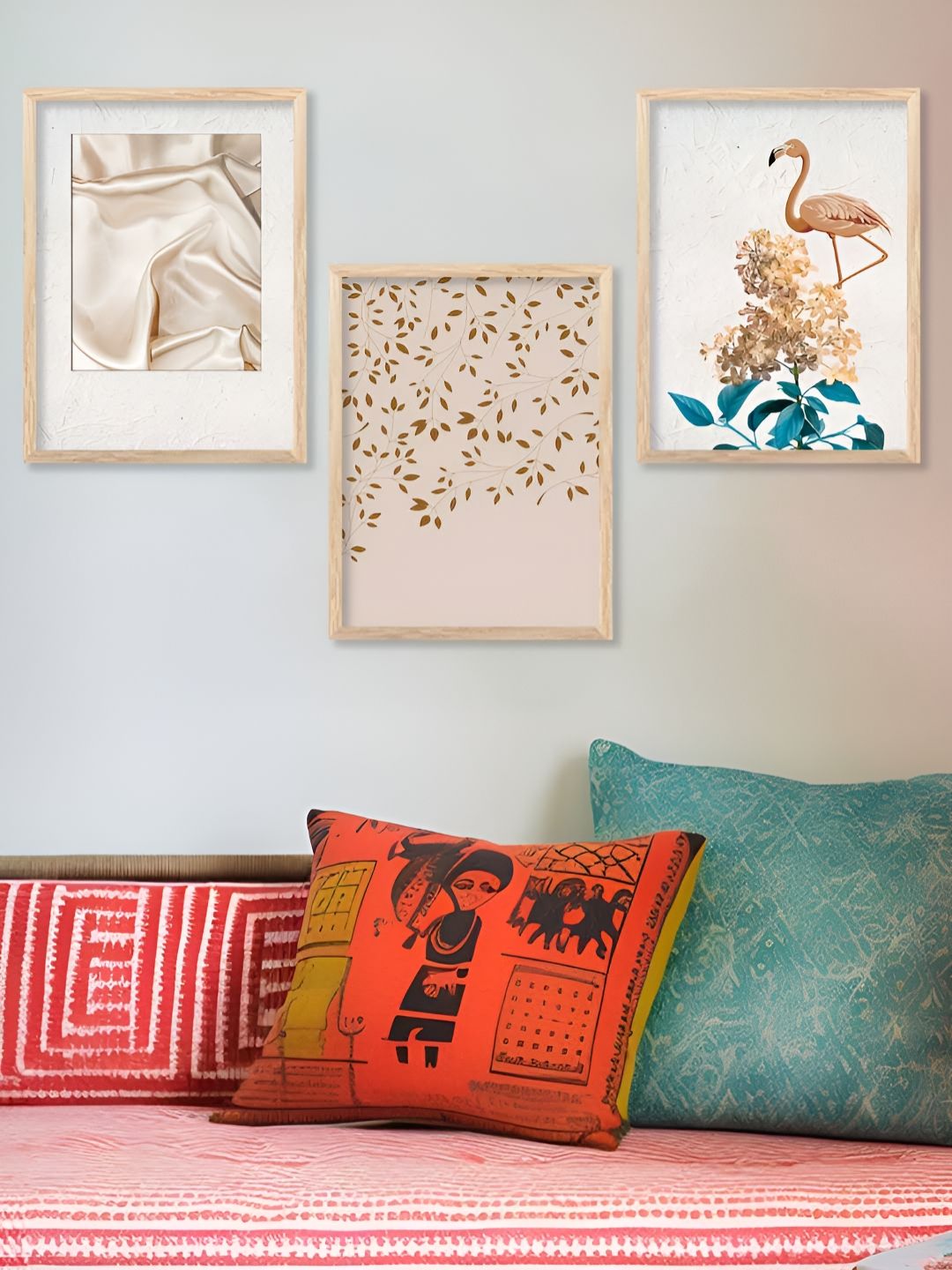 Kotart Brown & Pink 3 Pieces Floral & Swan Printed Wooden Wall Arts-picture-10