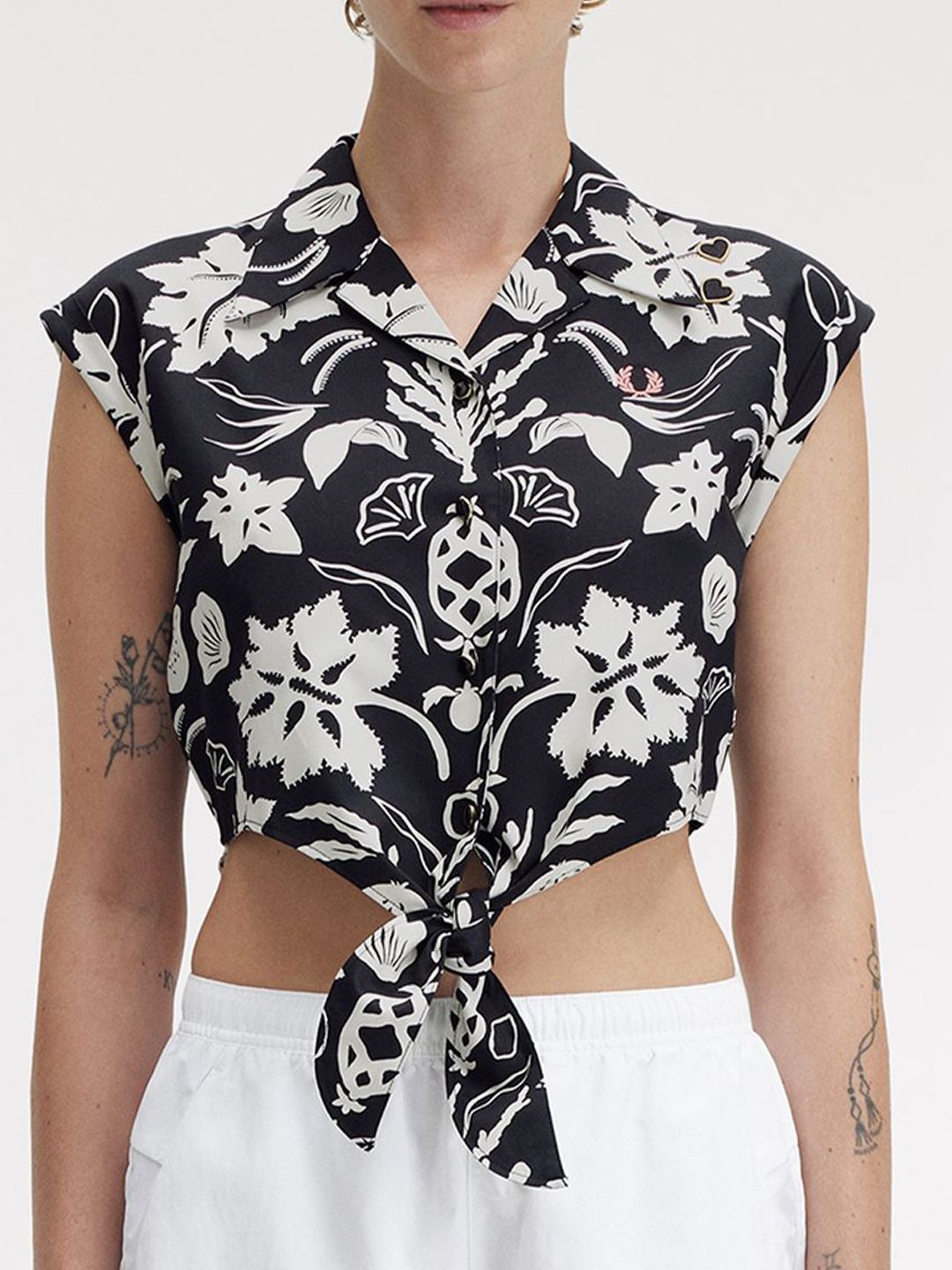 Fred Perry Women Cotton Floral Printed Extended Sleeves Cotton Shirt Style Top-picture-45