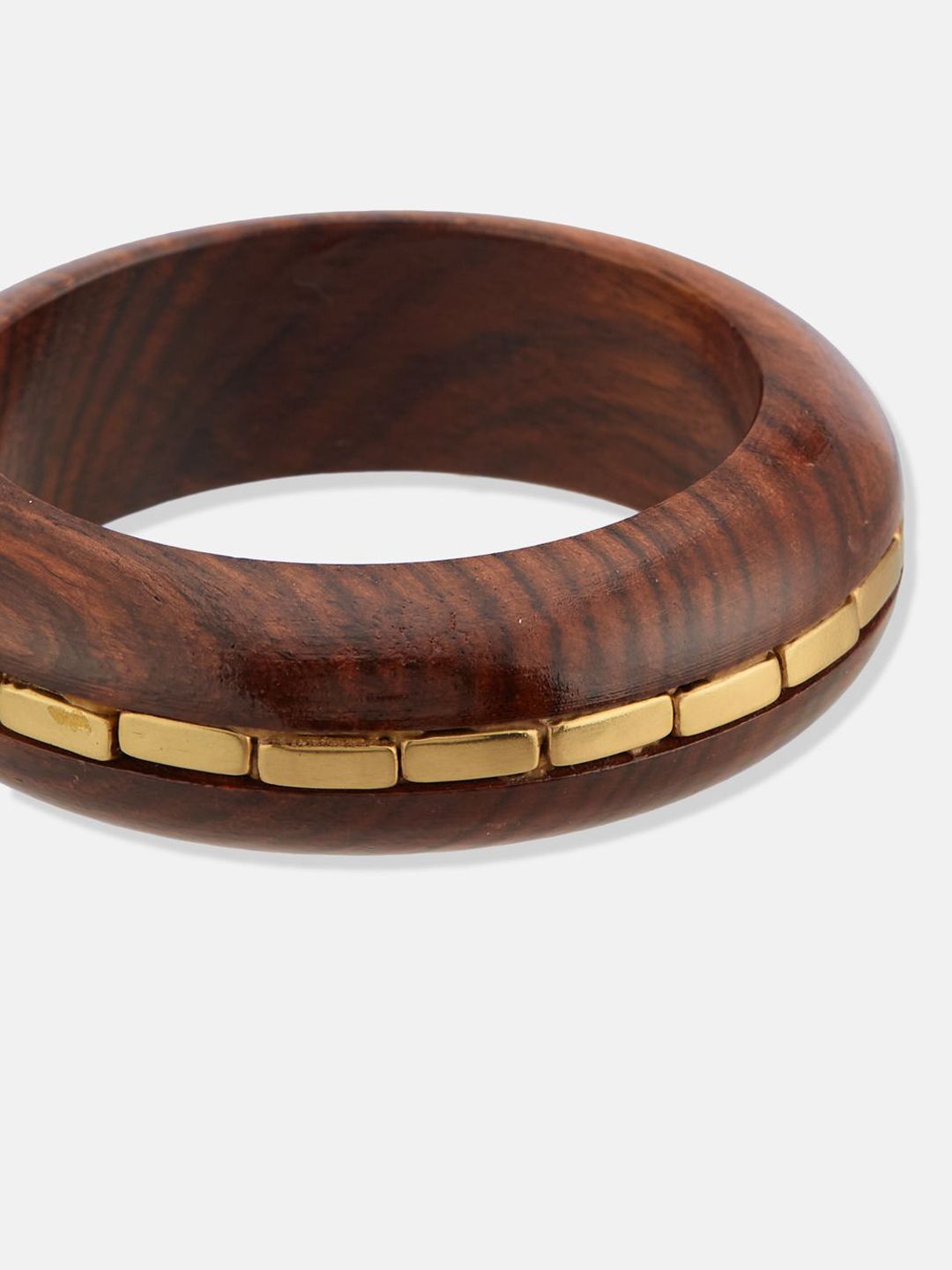 ATIBELLE Set Of 4 Gold-Plated Round Shaped Wooden Bangles