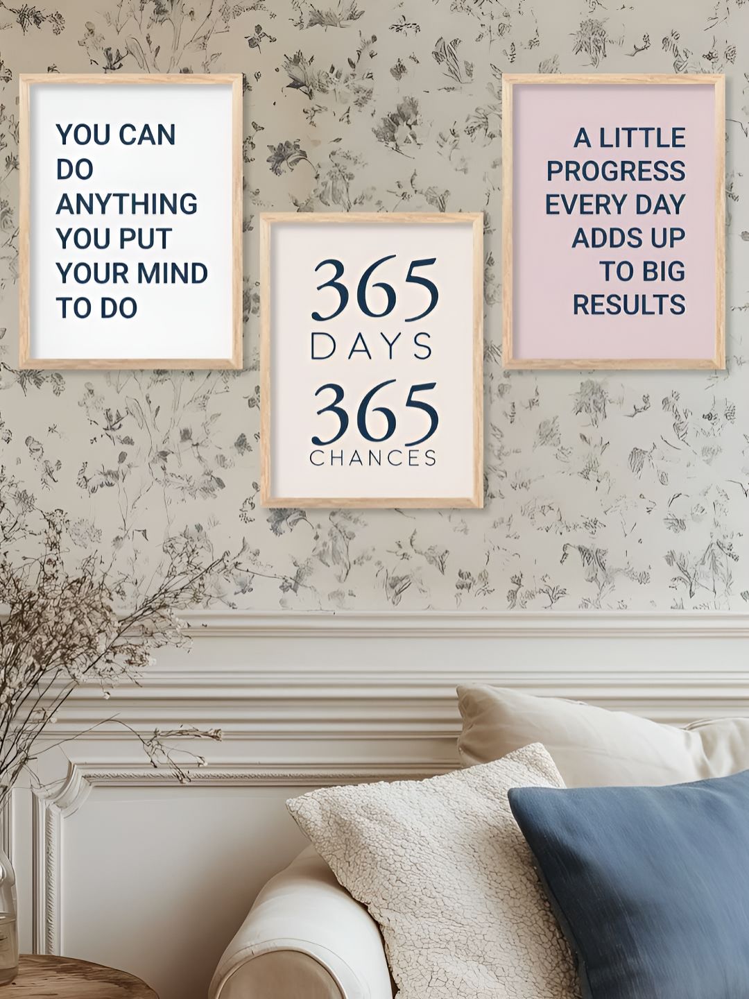 Kotart White & Pink 3 Pieces Wooden Abstract Wall Arts-picture-12