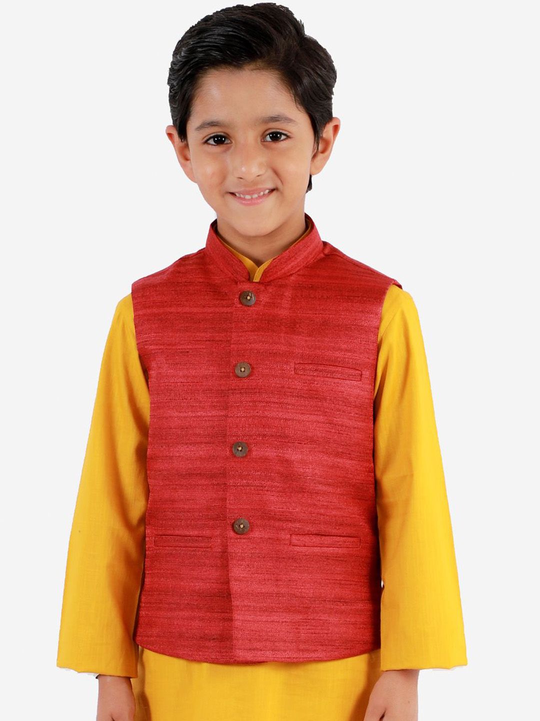 JBN Creation Boys Woven Textured Mandarin Collar Nehru Jacket-picture-34