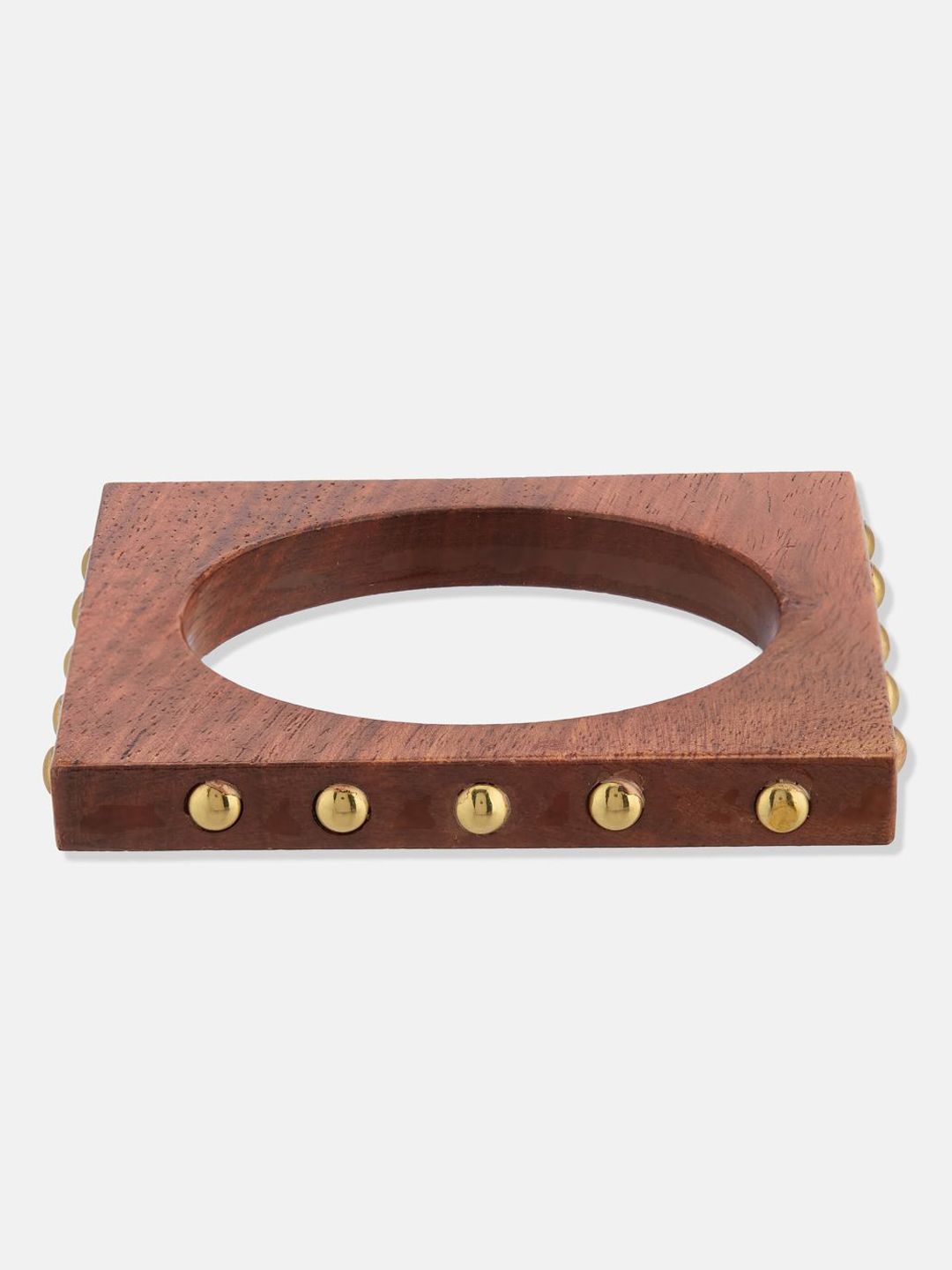 ATIBELLE Set Of 3 Gold-Plated Round Shaped Wooden Bangles