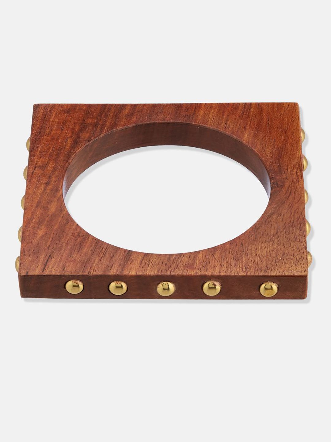 ATIBELLE Set of 4 Gold Plated Round Wooden Bangles