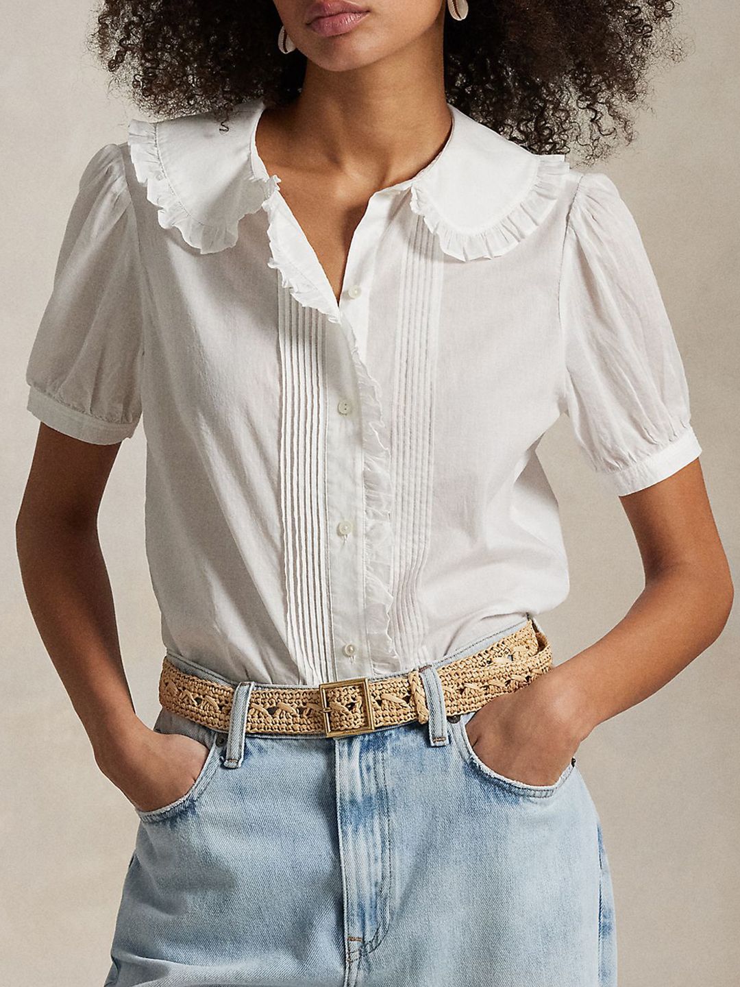 Polo Ralph Lauren Women Pure Cotton Voile Ruffle-Trim Blouse-image-32