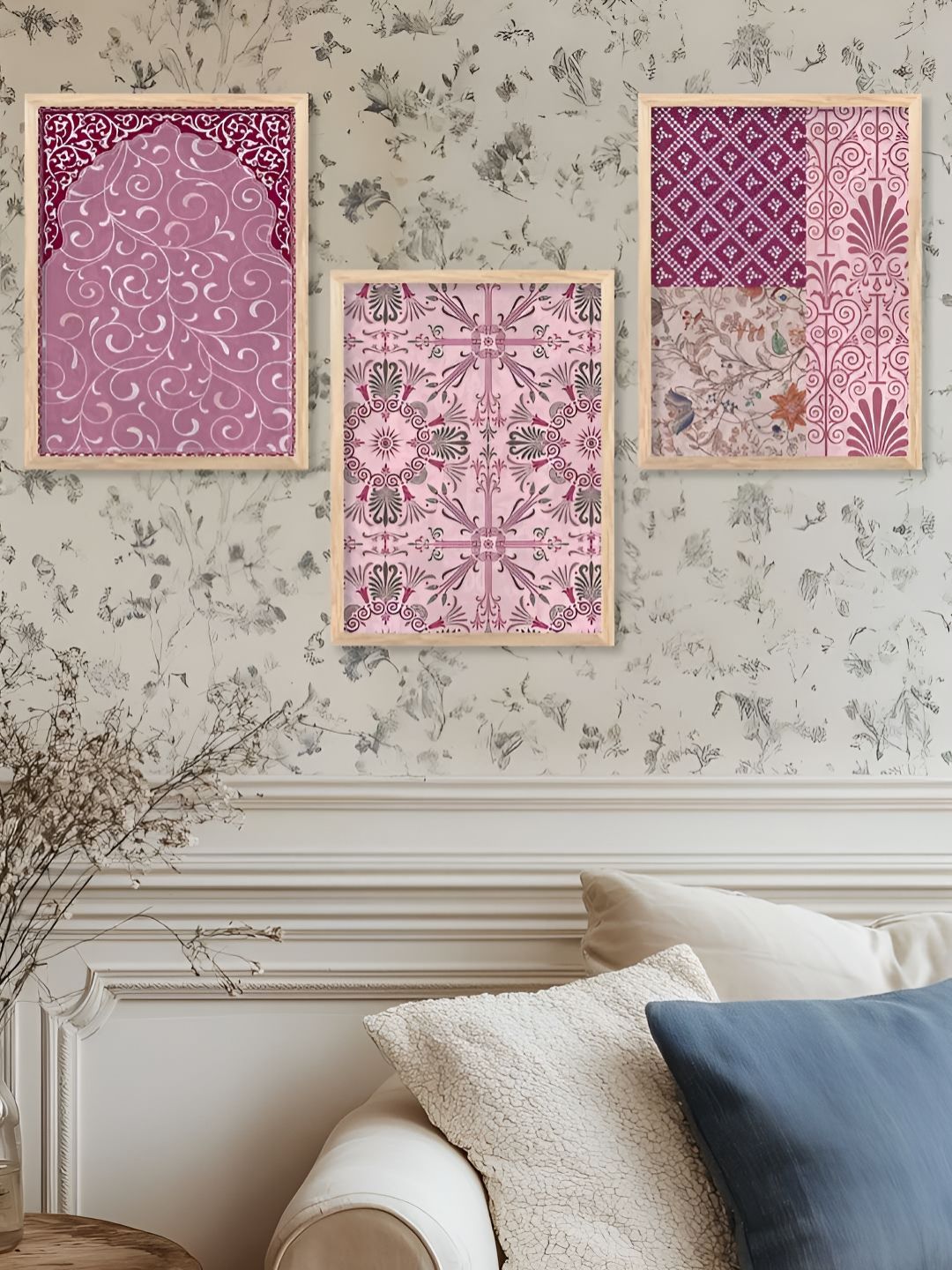 Kotart Pink & White 3 Pieces Wooden Floral and Botanical Wall Arts-picture-16