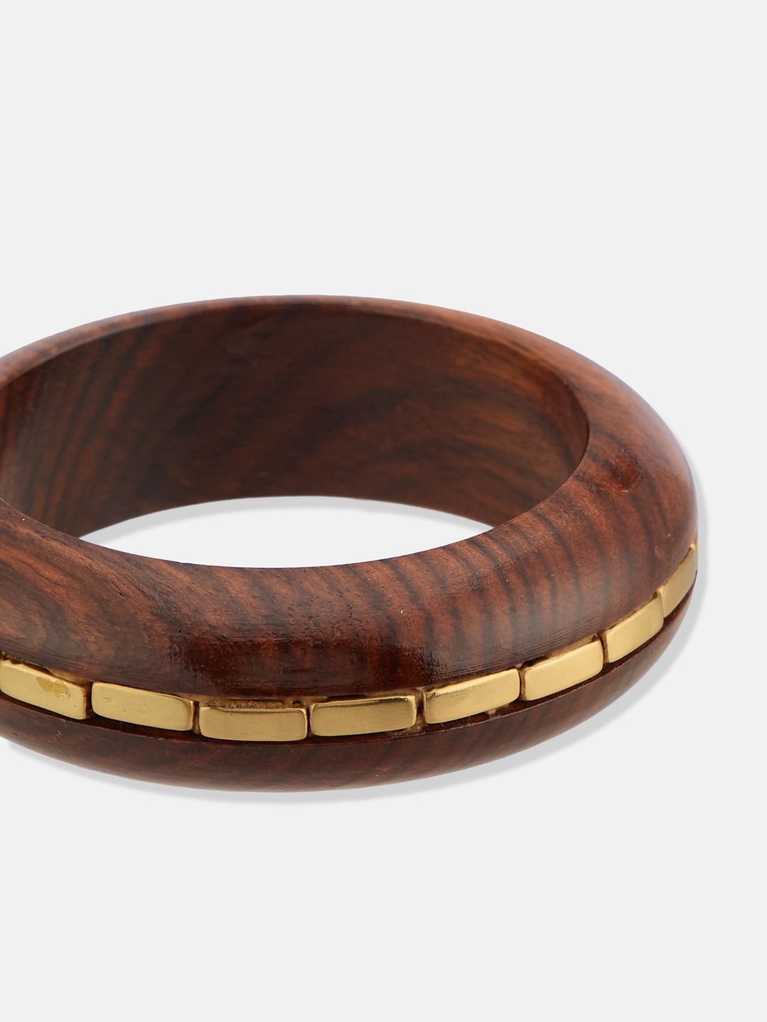 ATIBELLE Set Of 3 Gold-Plated Wooden Bangles