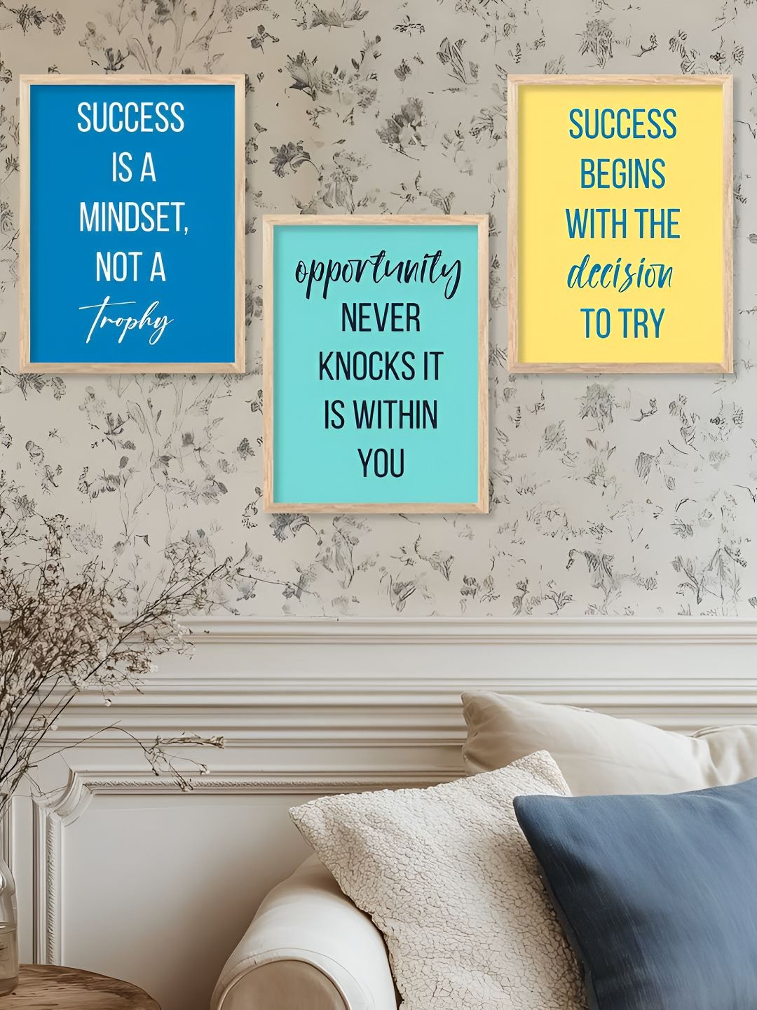 Kotart Brown & Blue 3 Piece Wooden Abstract Wall Paintings-picture-35