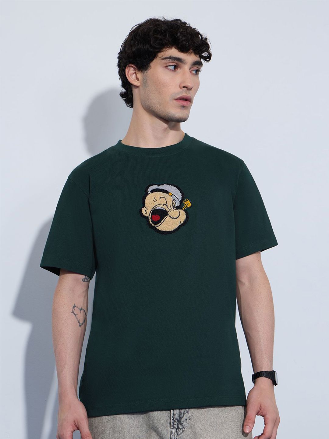 The Souled Store Men Popeye Graphic Printed Round Neck Pure Cotton T-shirt-picture-14