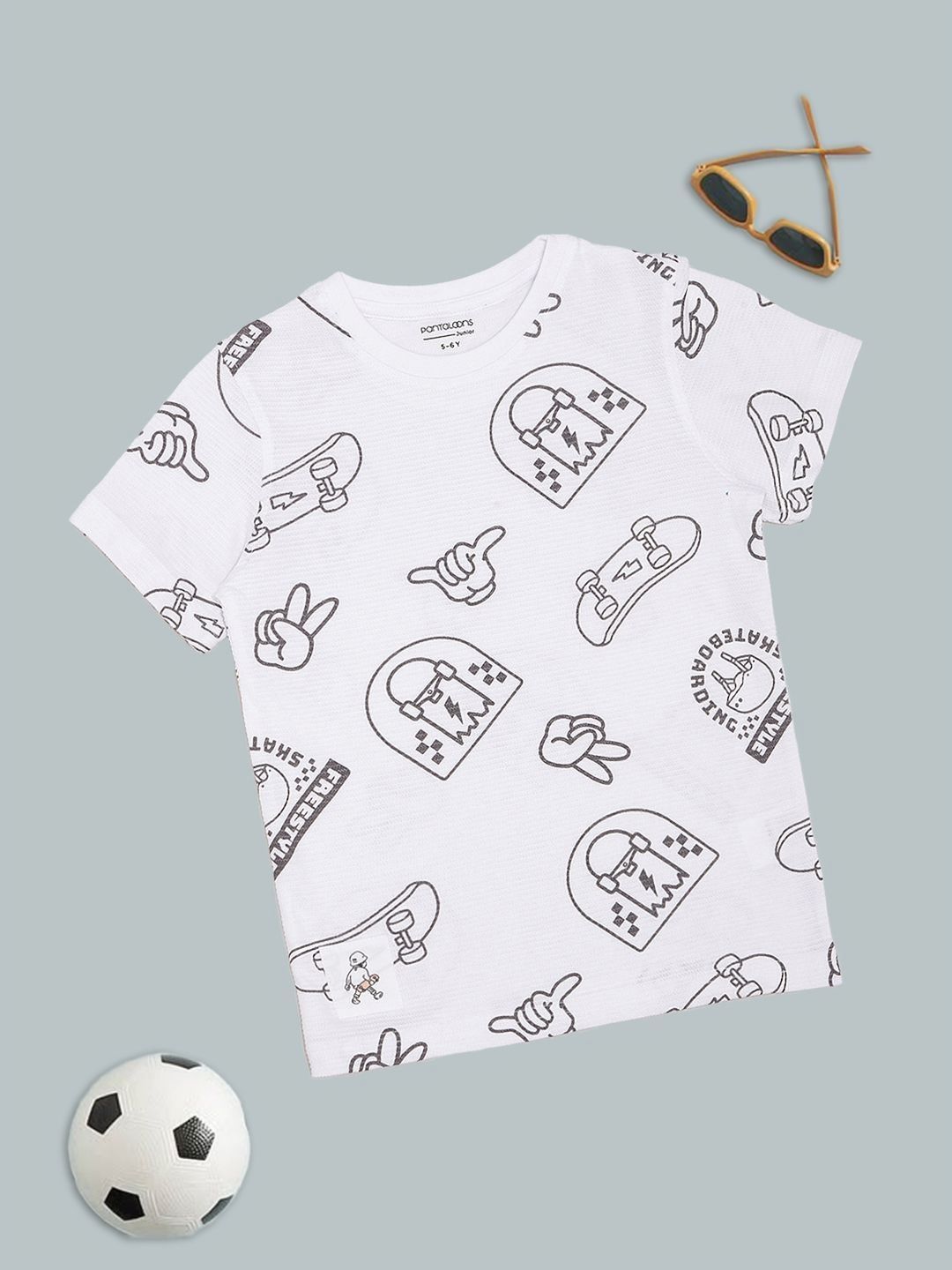 Pantaloons Junior Boys Conversational Printed Round Neck Pure Cotton T-shirt-picture-49