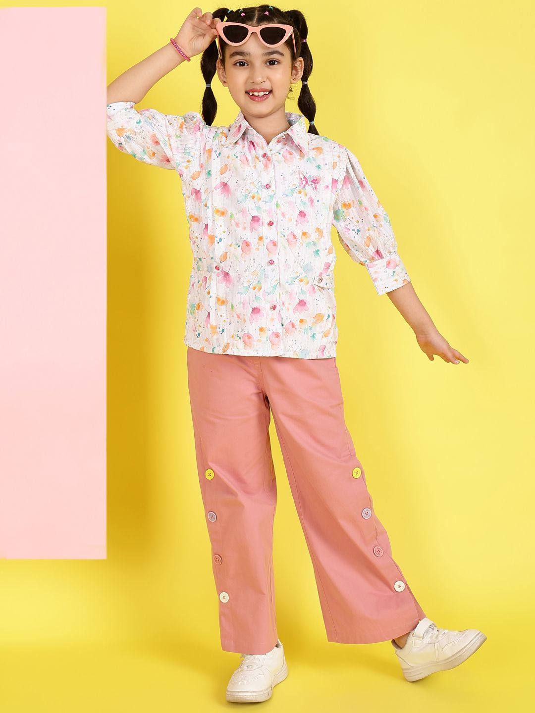 Miss & Chief Floral Print Applique Shirt Style Top-picture-51