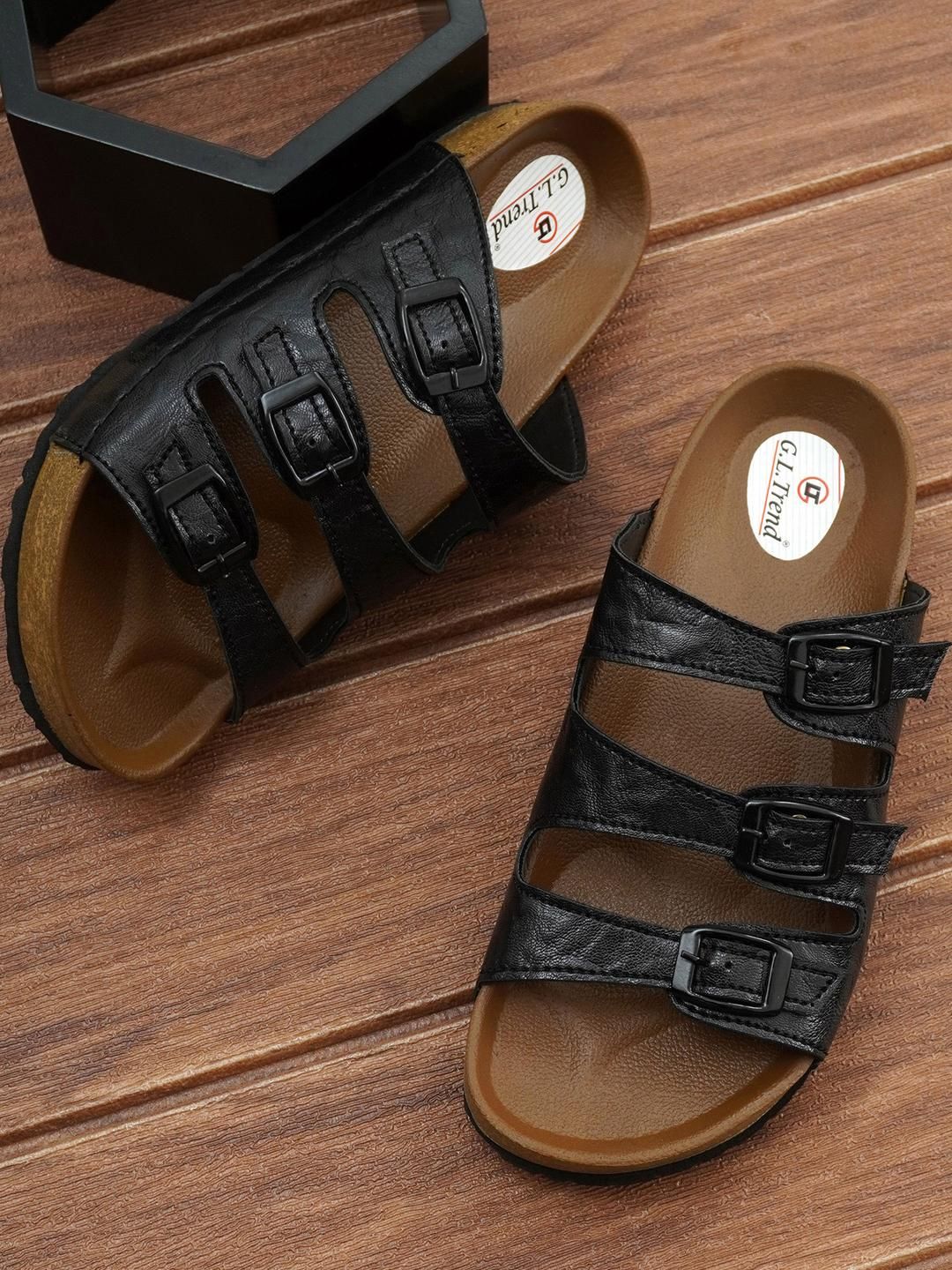 G L Trend Black Leather Sandals-picture-15