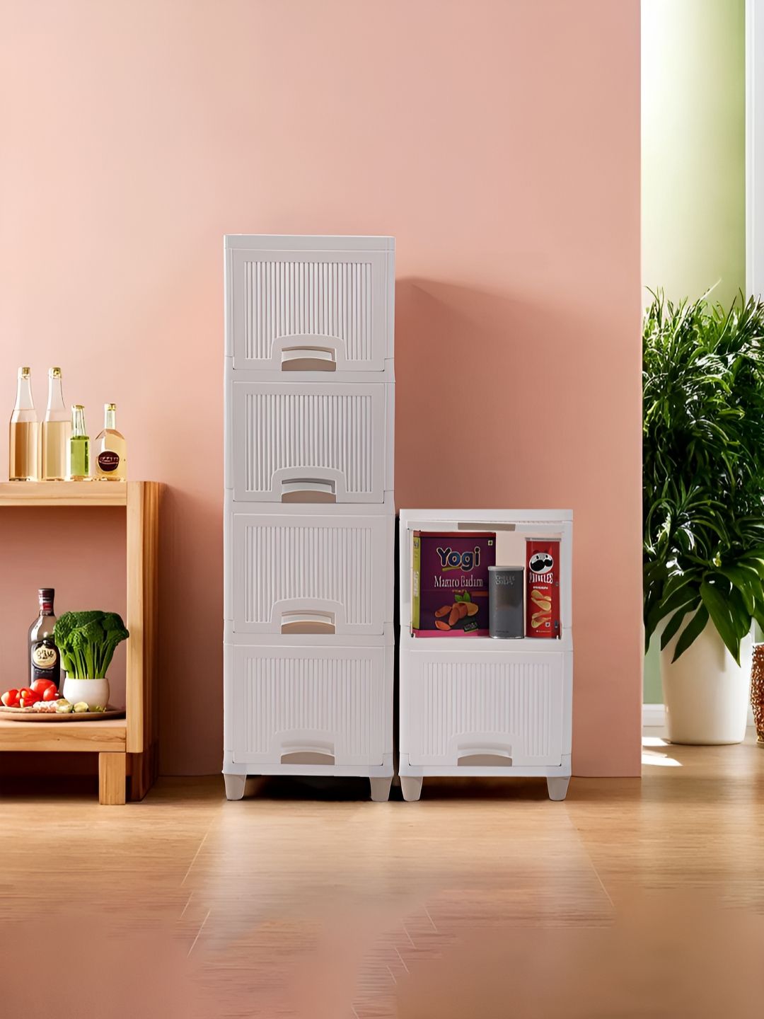 Aura White & Beige 6 Pieces Multipurpose Folding Cabinet Storage Organisers-image-21