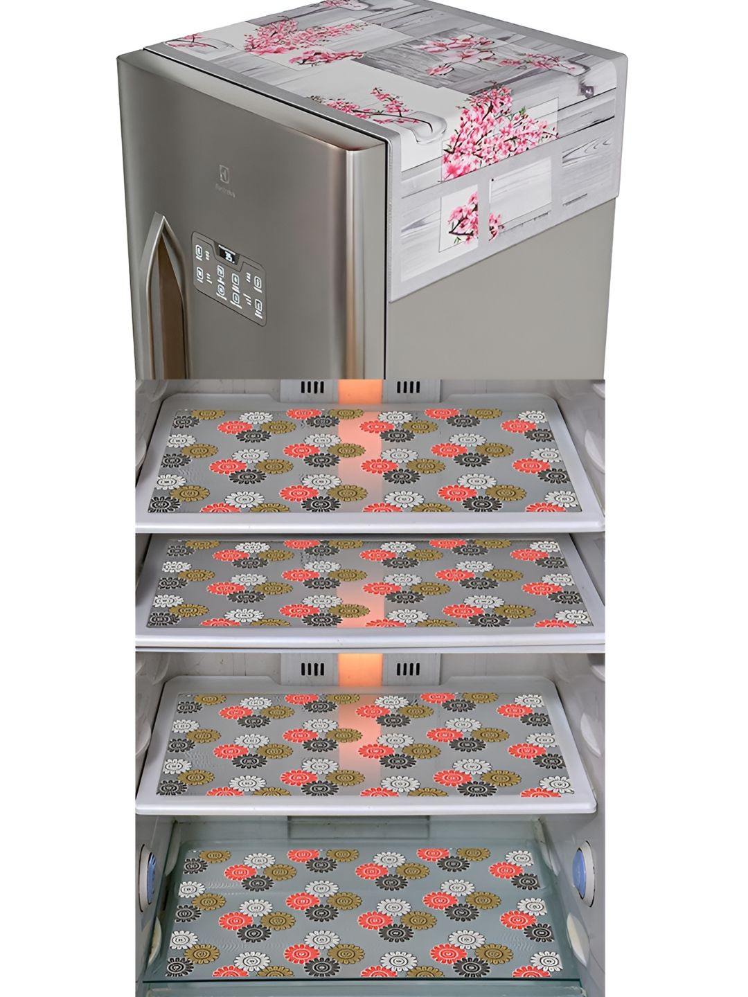 LooMantha 5-Pcs Red & White Printed Durable Fridge Cover-picture-39