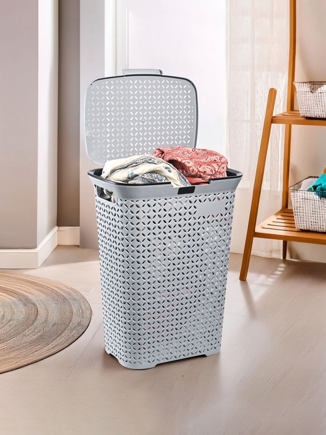 Myntra Elegant Homes Grey Printed Laundry Bag 70 L-picture-22