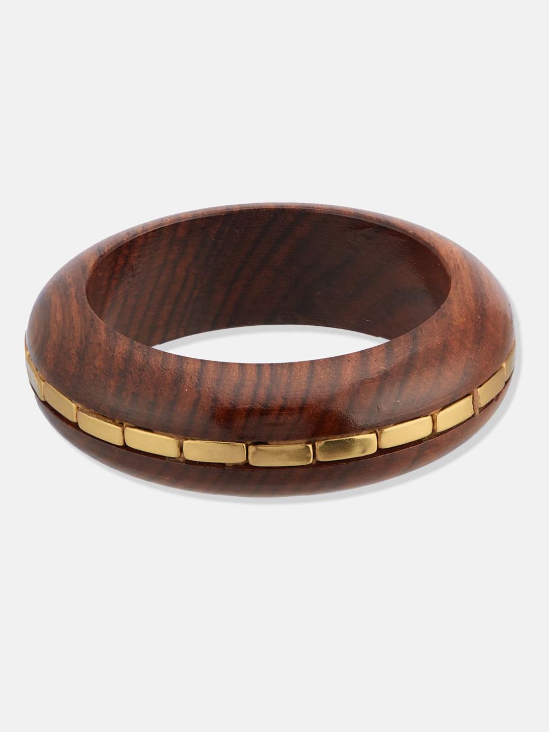 ATIBELLE Set of 4 Gold Plated Round Wooden Bangles