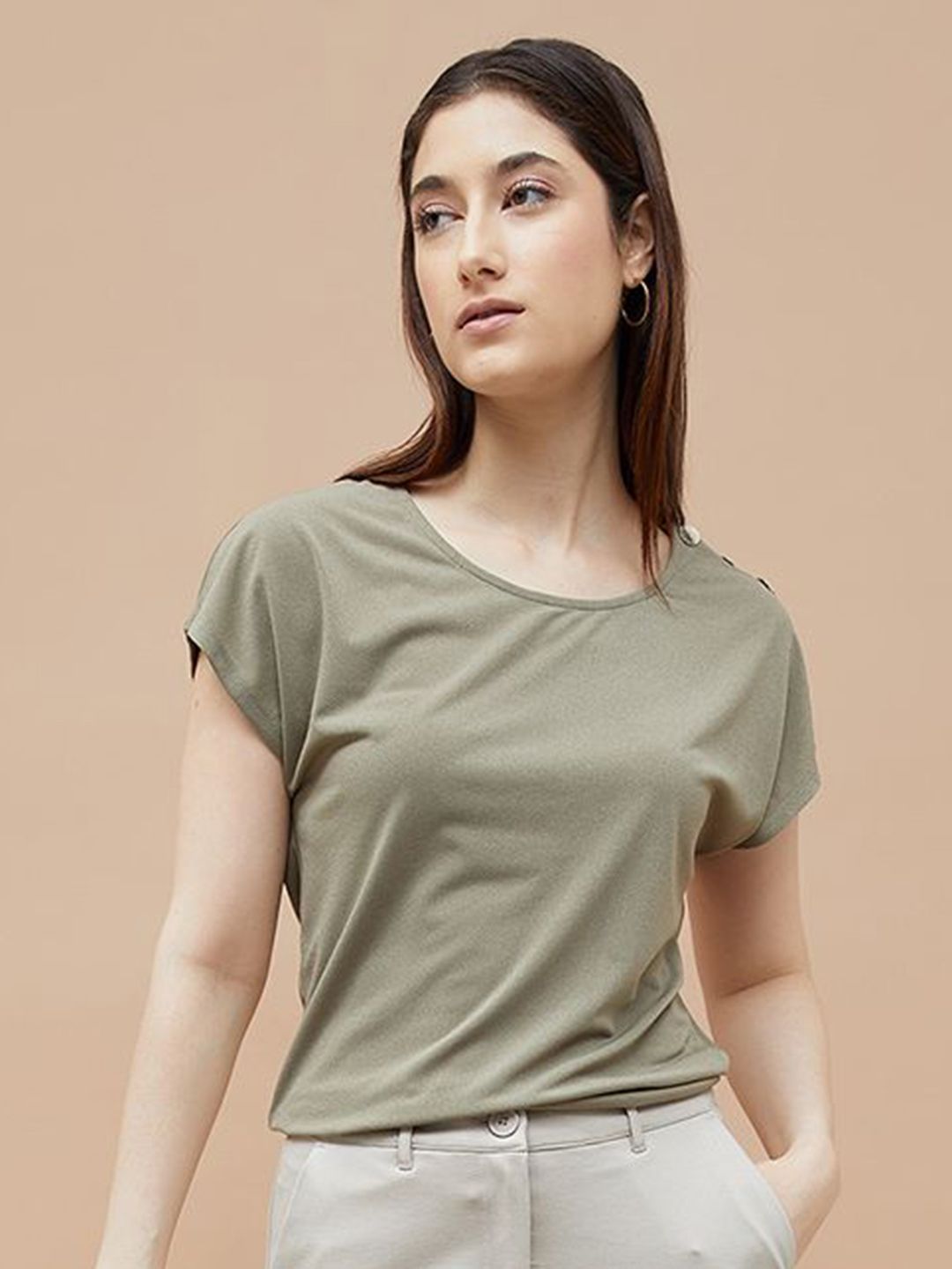 CODE by Lifestyle Women Solid Round Neck T-shirt-picture-10