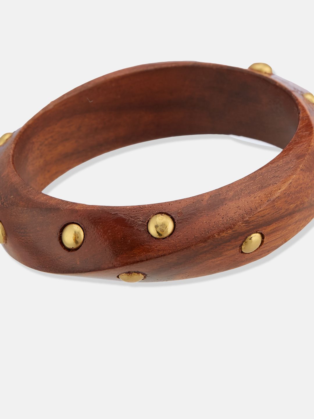 ATIBELLE Set Of 4 Gold-Plated Round Shaped Wooden Bangles