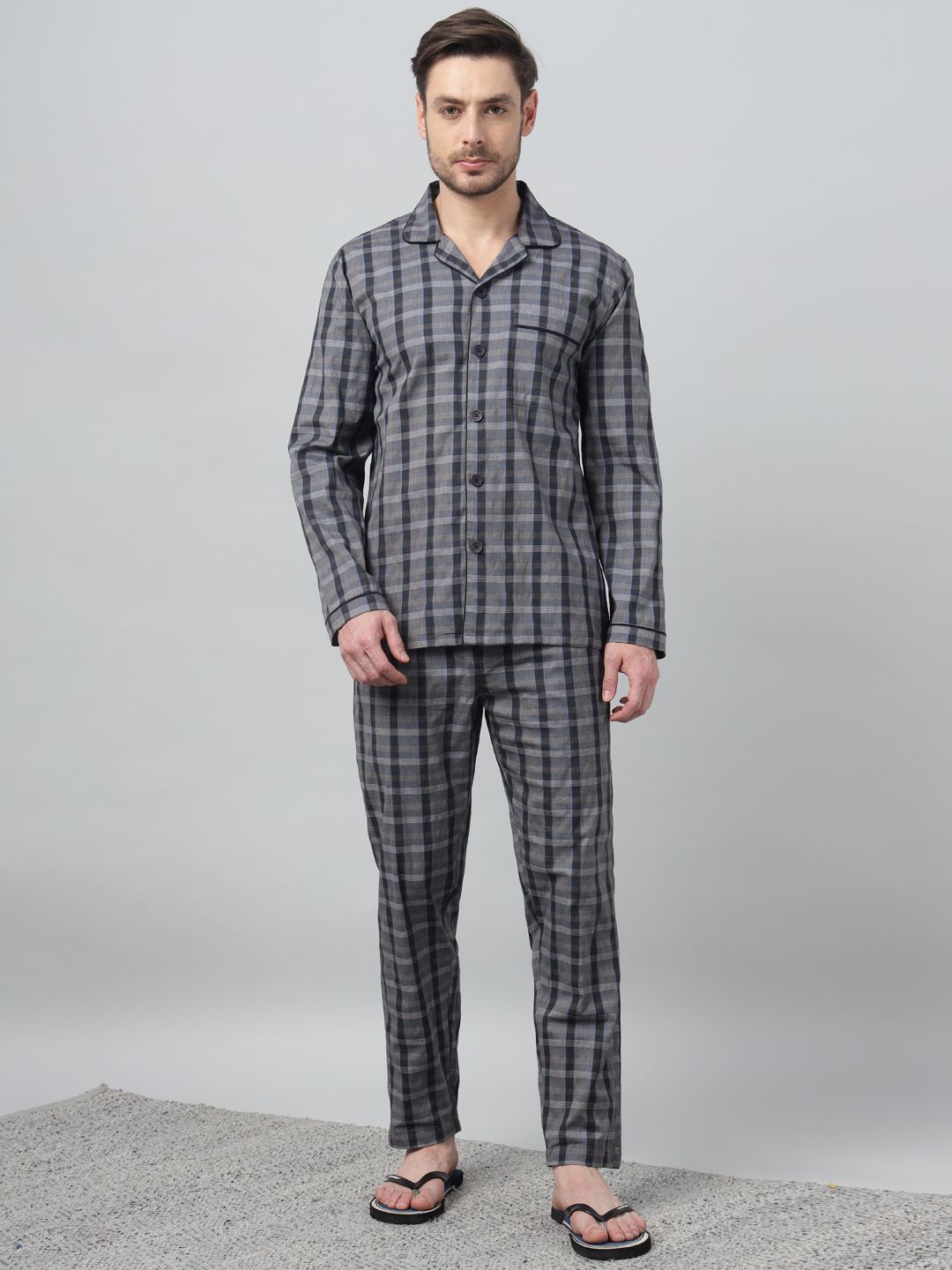 Hancock Men Checked Night suit-picture-46